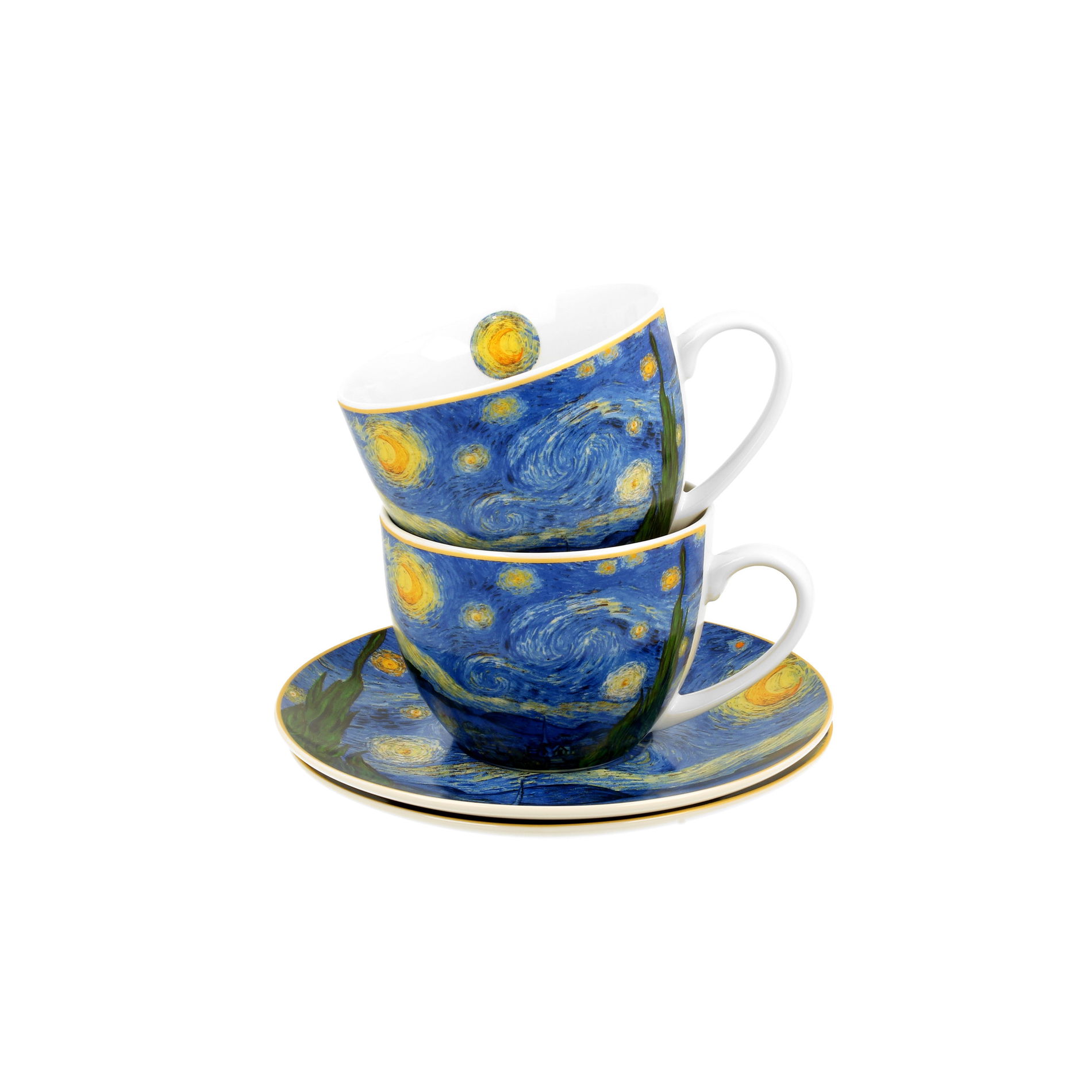Porcelánové šálky na kávu a čaj s tanierikmi DUO ART GALLERY STARRY NIGHT BY V. VAN GOGH 280 ml 2 ks.