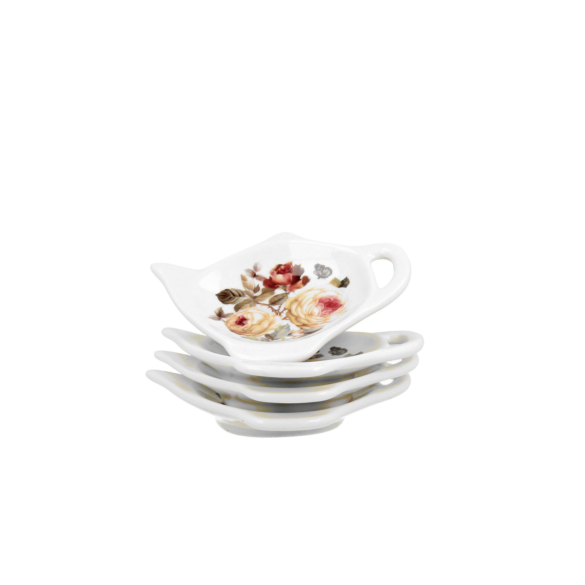 Porcelánové odkládací misky na čajové sáčky DUO ROMANTIC ZAHRA 4 ks