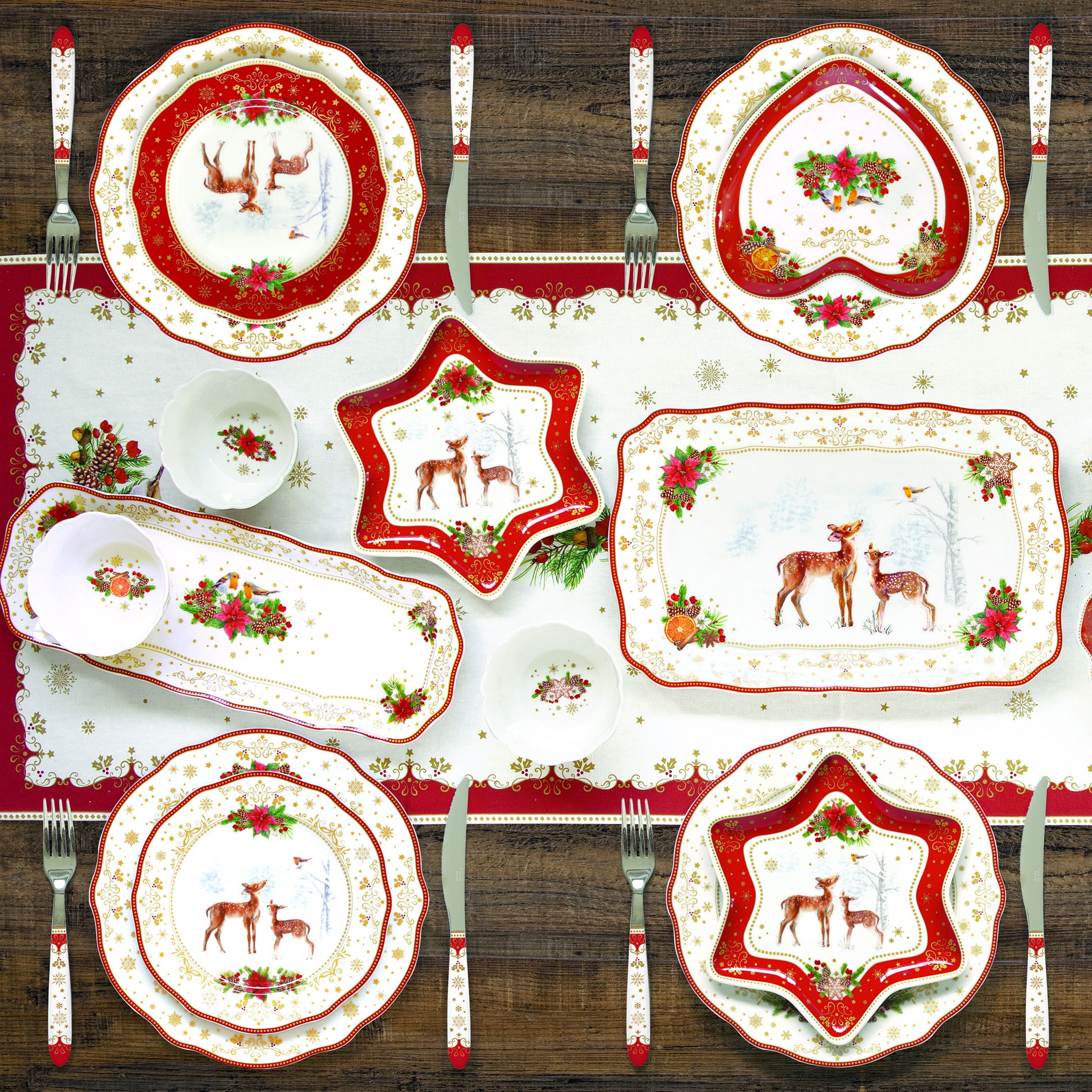 Porcelánový šálka na kávu a čaj s tanierikom CHRISTMAS MELODY 370 ml