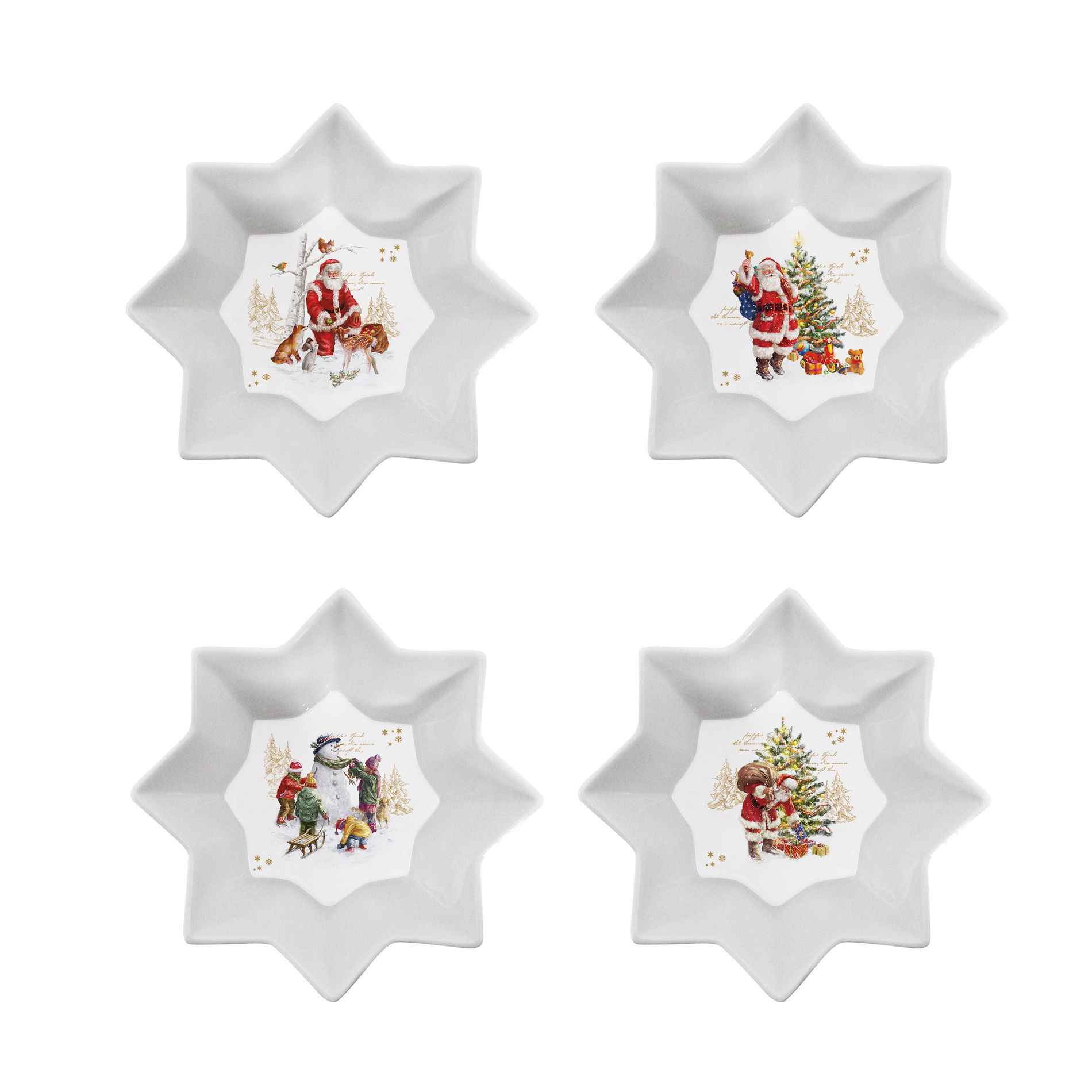 Porcelánové misky na dipy CHRISTMAS MEMORIES BÍLO-ČERVENÉ 4 ks