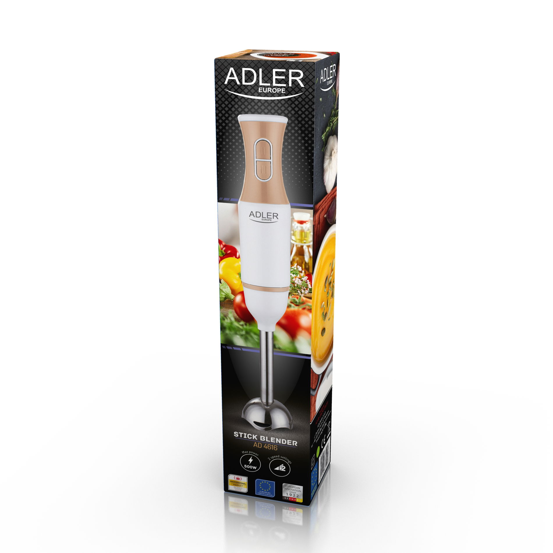 ADLER Delicious 500 W bílý - broskvový - nerezový tyčový mixér