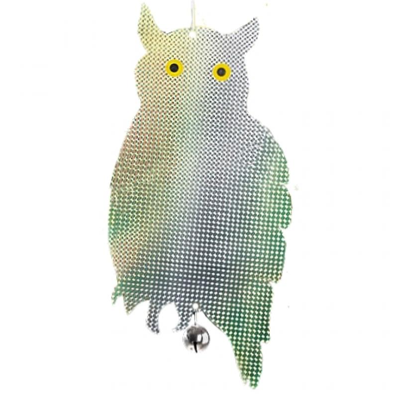 Plastové, vizuální plašiče ptáků HOLOGRAM SEDÍCÍ SOVA STŘÍBRNÉ 2 ks