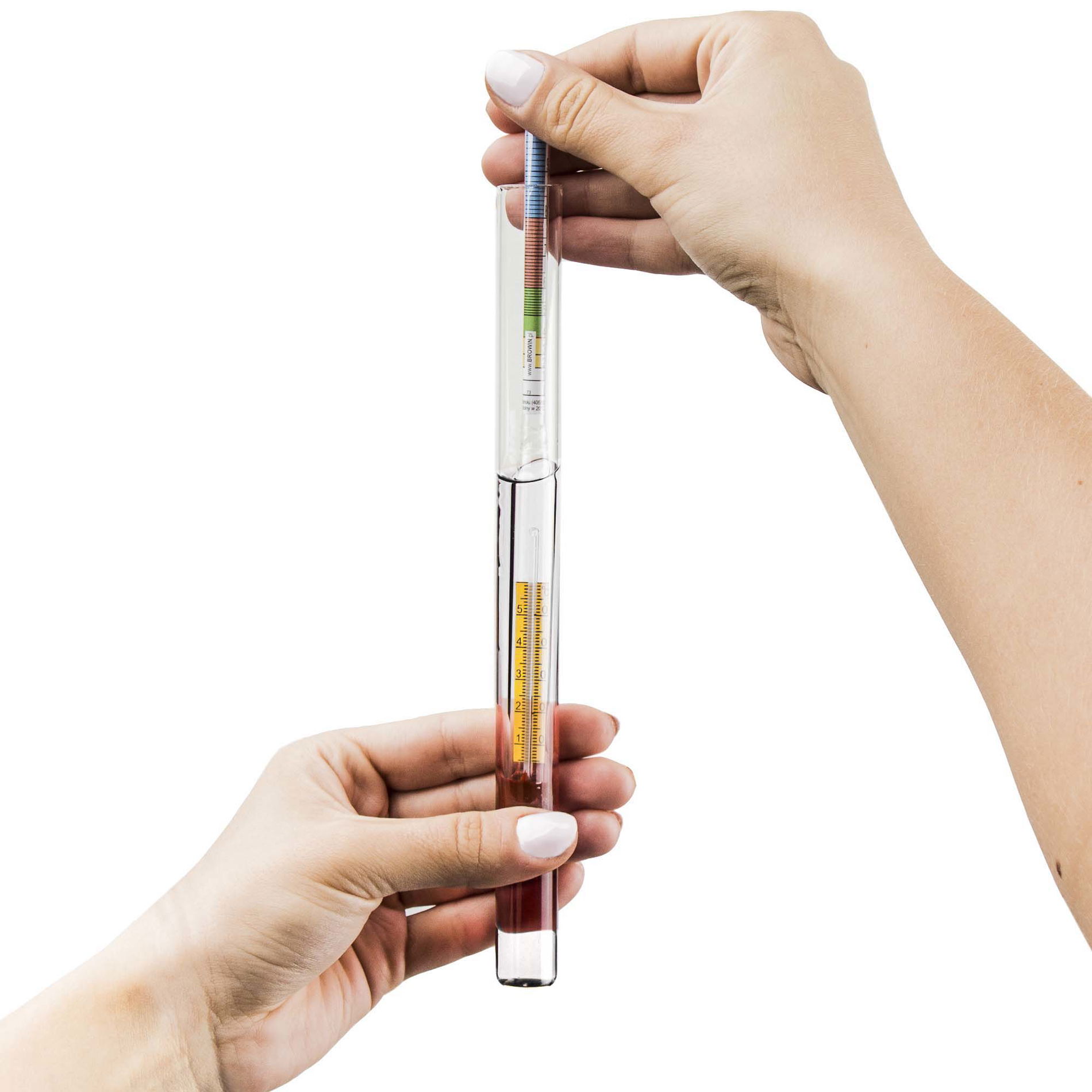 BROWIN Alcoholometer 24 cm - alkoholomierz do wódki z probówką i termometrem