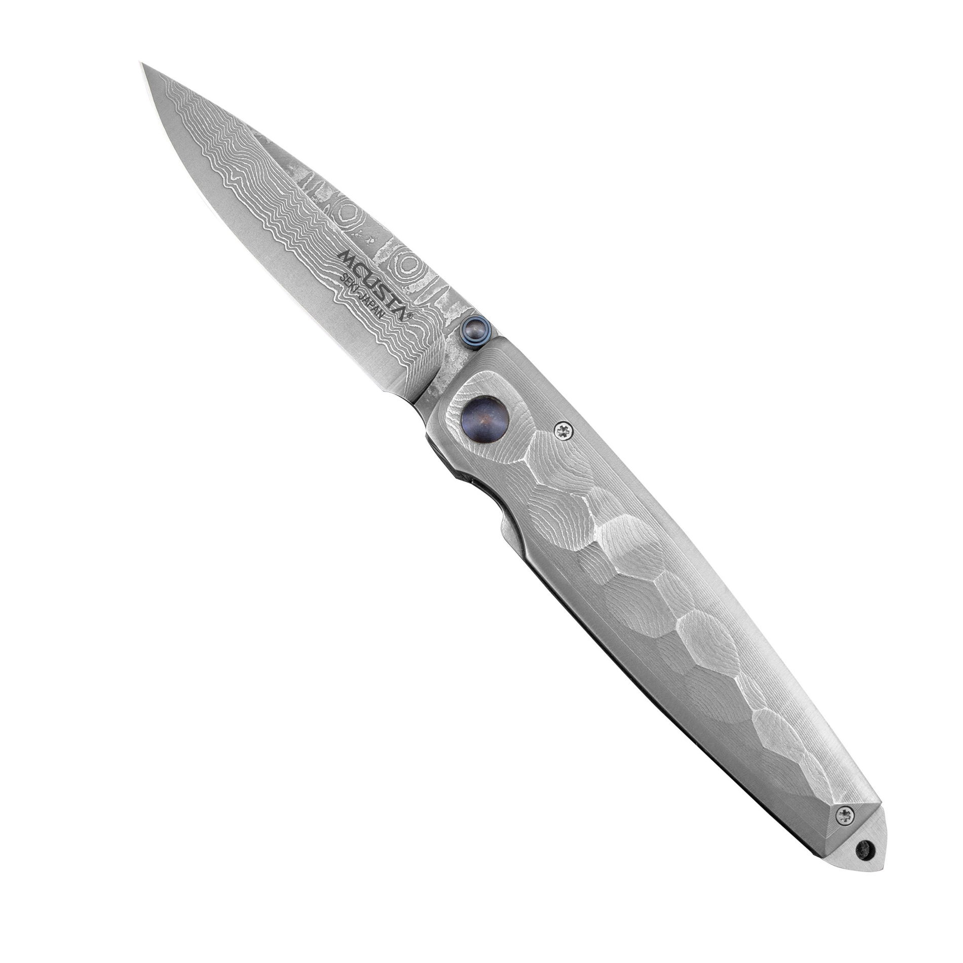 MCUSTA Shinra Tsuchi Damascus 6,5 cm - japoński nóż survivalowy składany ze stali damasceńskiej