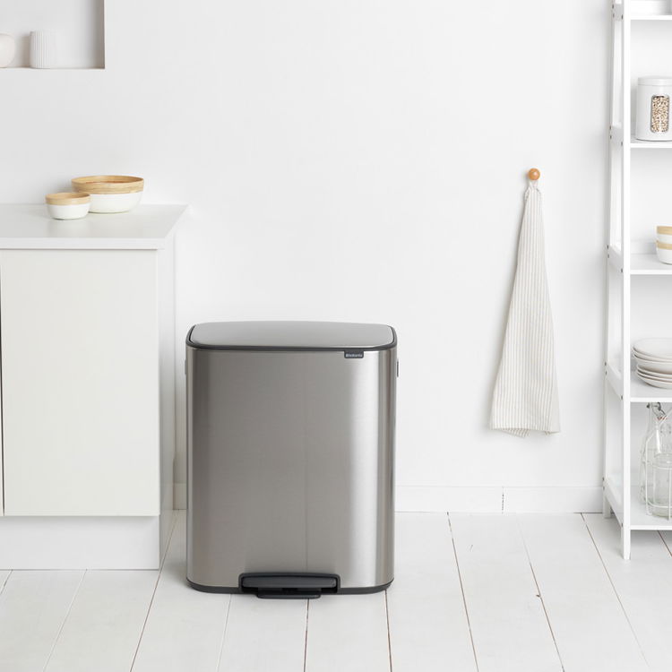BRABANTIA Bo 2 x 30 l - oceľový nerezový dvojkomorový koš na triedenie odpadu s pedálom