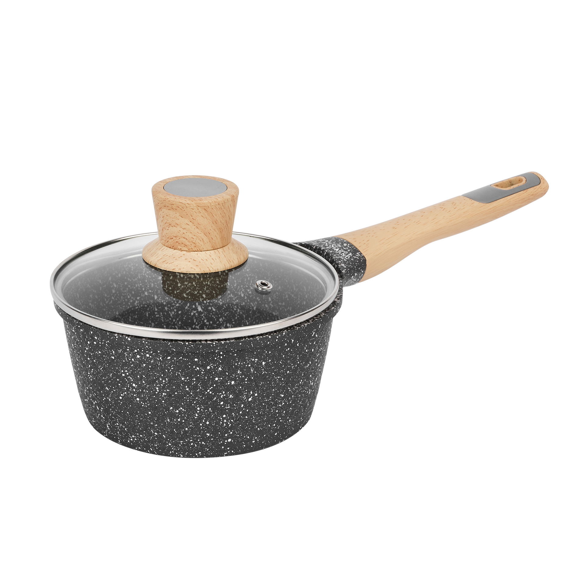 Zestaw 3 garnków aluminiowych z pokrywkami i 3 patelni nieprzywierających granitowych STARKE PRO ASHEN GRANITE