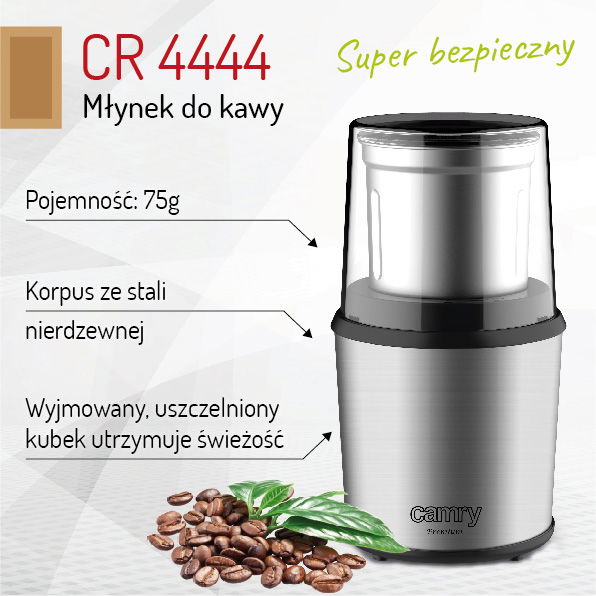 CAMRY CR 4444 - elektrický mlynček na kávu z nehrdzavejúcej ocele