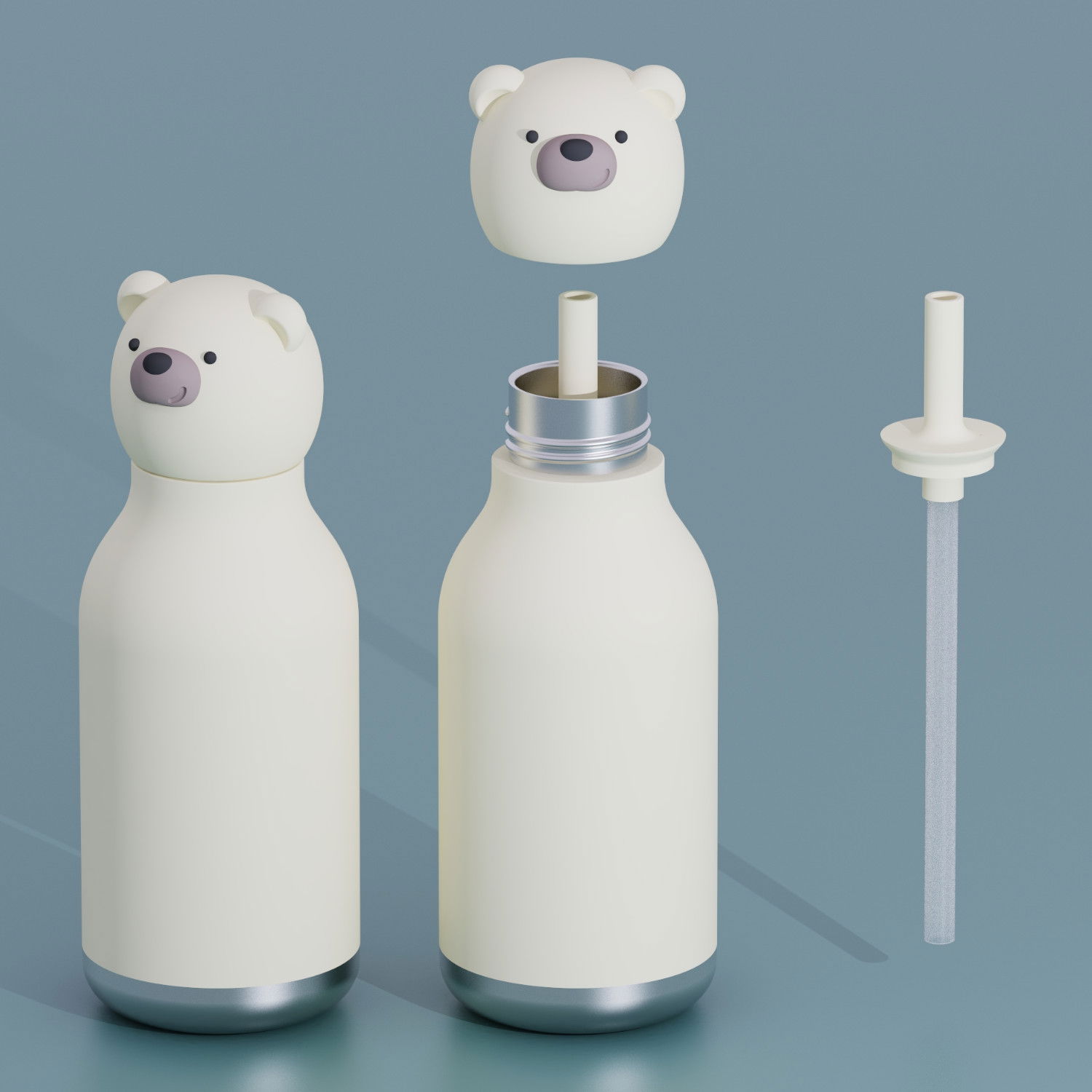 ASOBU Bestie Bottle Bear 0,46 l - termoska pre deti so slamkou