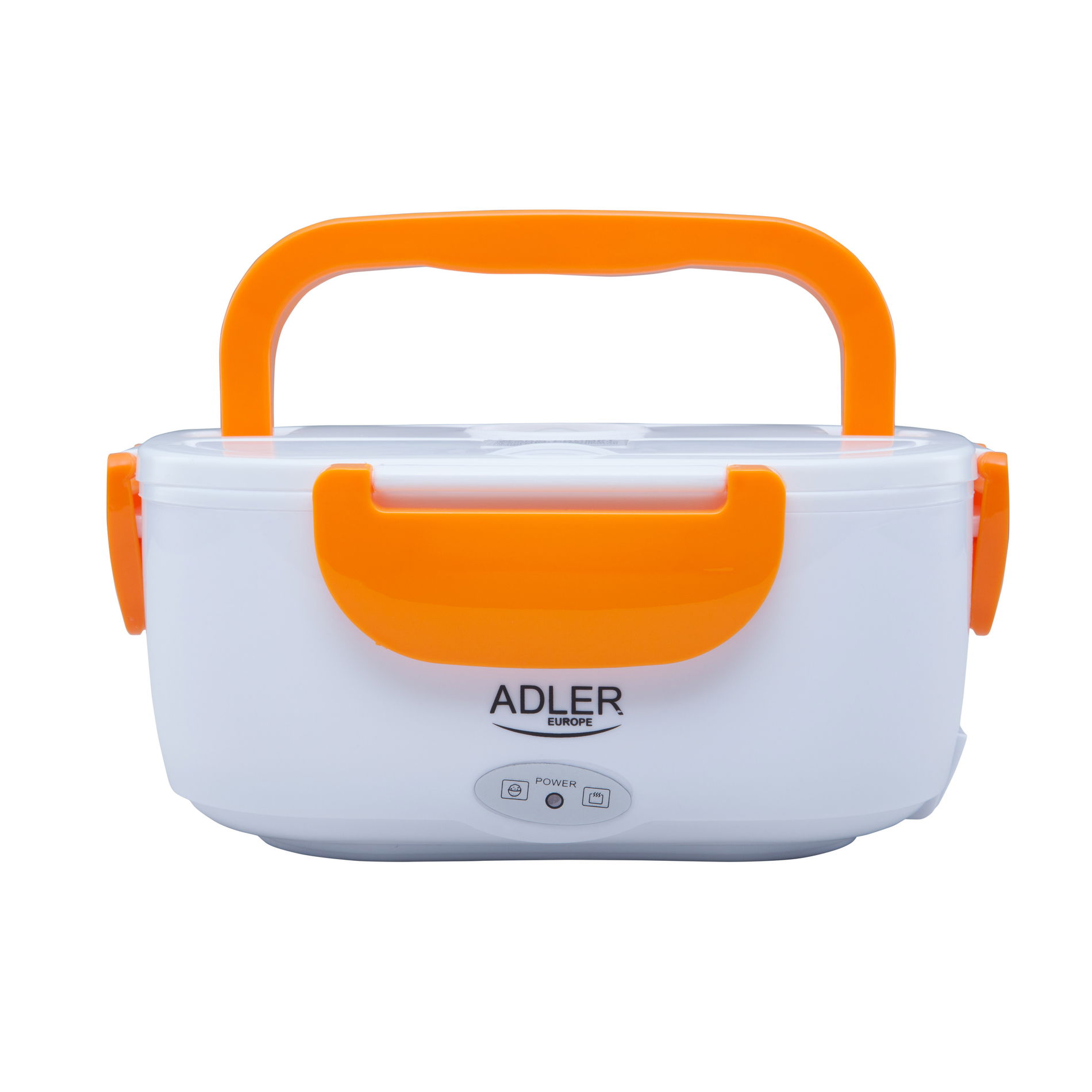 ADLER Heating 1,1 l oranžový - dvoukomorový elektrický plastový obědový box s lžící