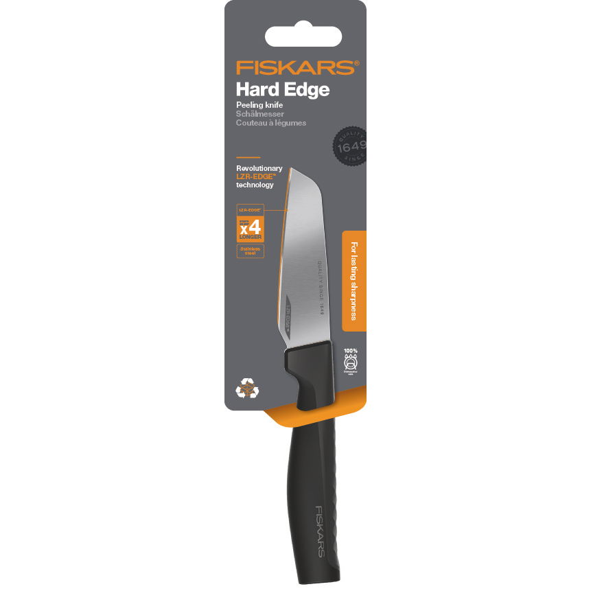 FISKARS Hard Edge 8,5 cm čierny - nôž na zeleninu a ovocie z nehrdzavejúcej ocele