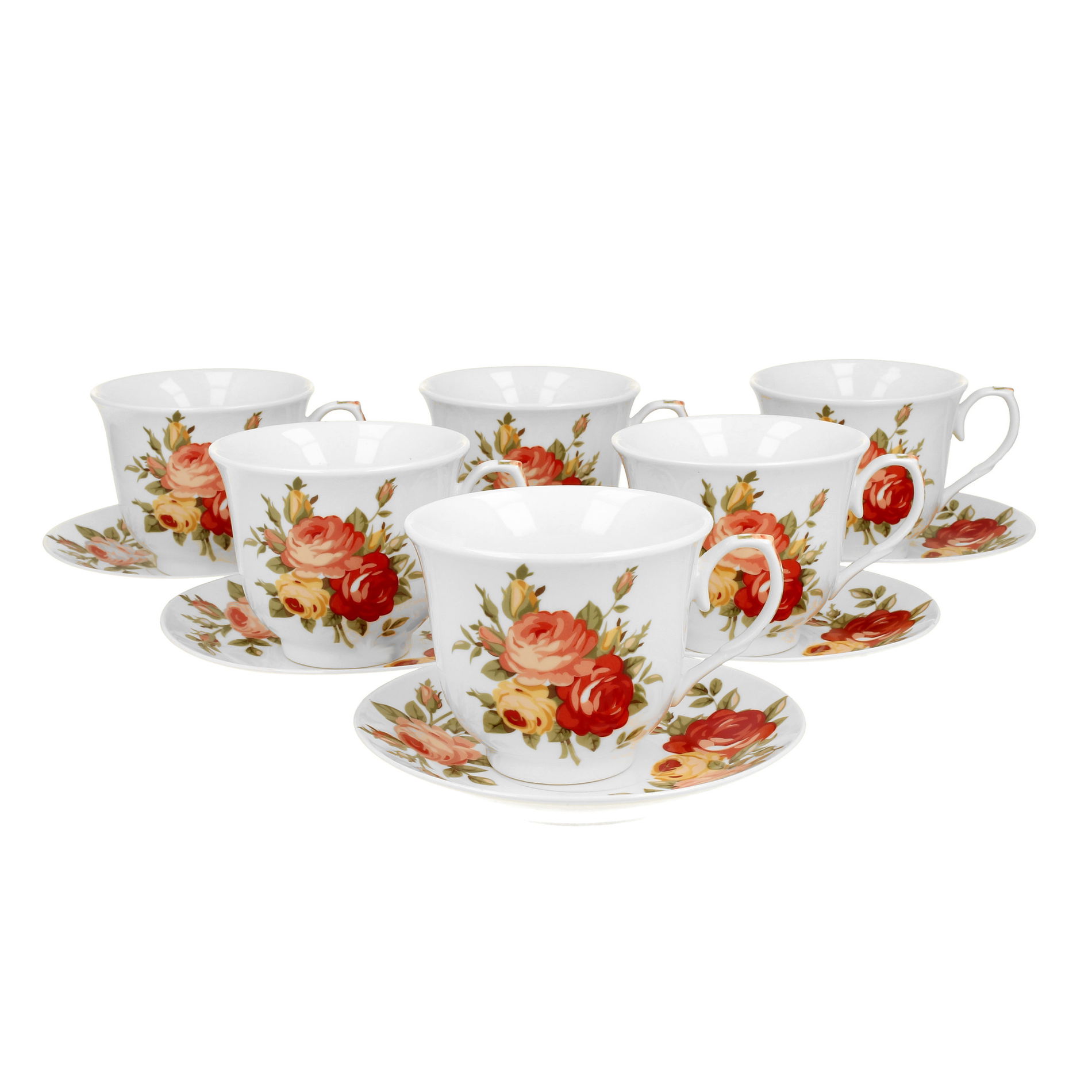 Porcelánové šálky na kávu a čaj s podšálky DUO CROCUS ROSALIE 250 ml 6 ks.