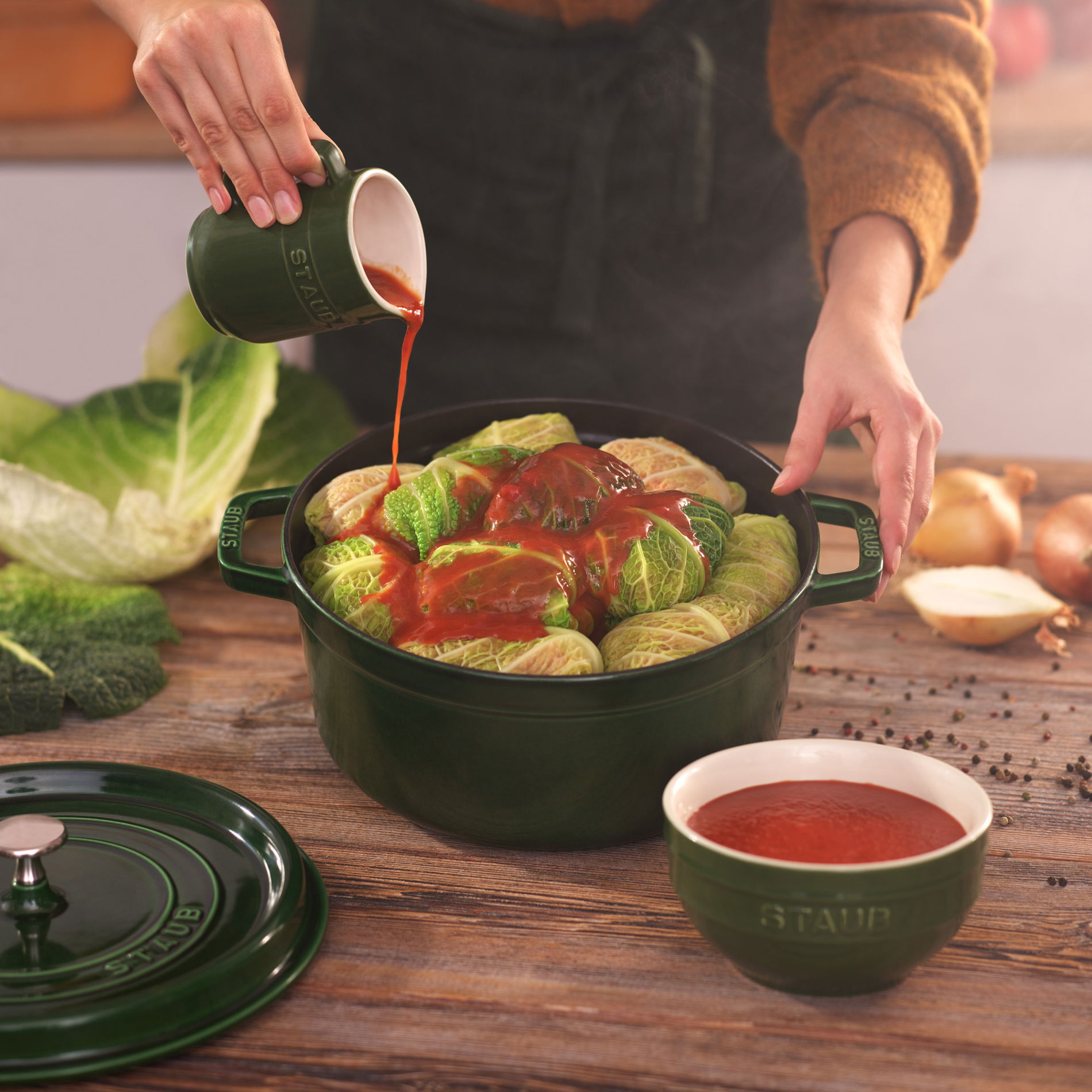 STAUB XS-Minis 200 ml ciemnozielona - kokilka / naczynie do zapiekania ceramiczna
