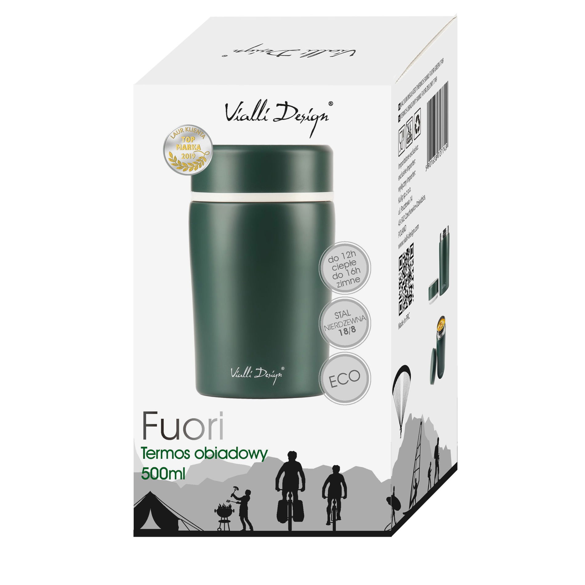 VIALLI DESIGN Fuori 0,5 l tmavě zelená – nerezová termoska na potraviny