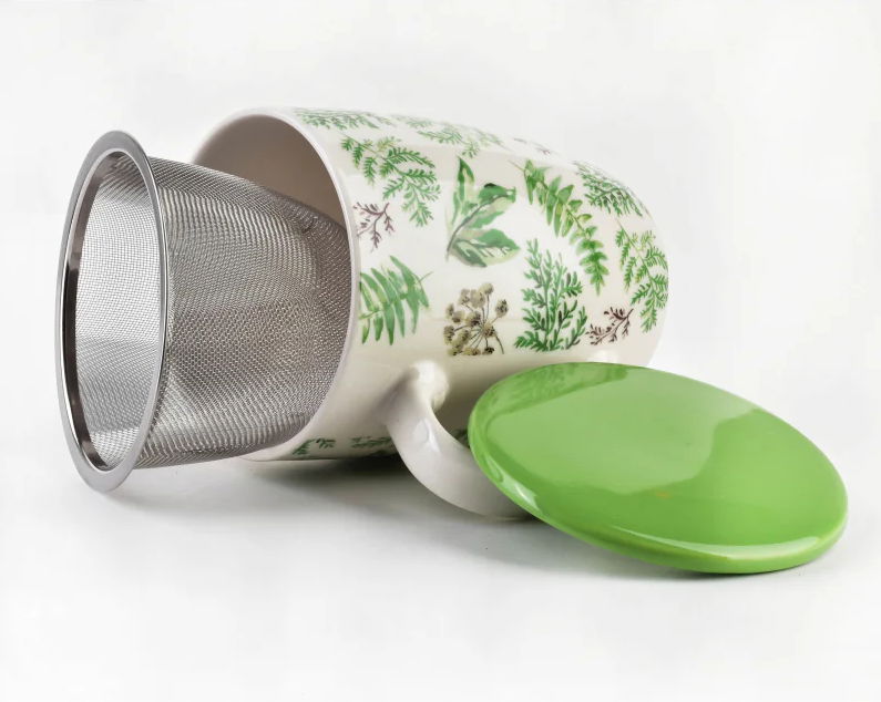 Hrnček s čajovým filtrom a vekom z porcelánu AFFEK DESIGN EDDY 320 ml