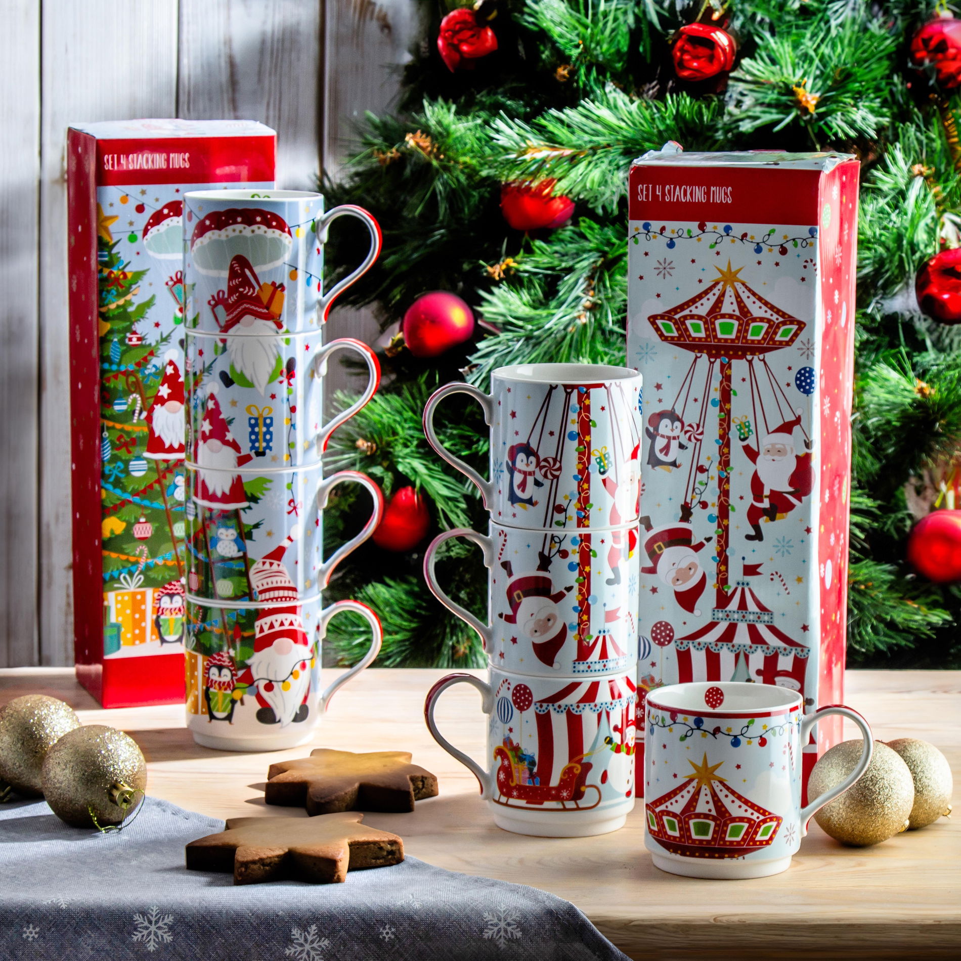 Porcelánové šálky CHRISTMAS FRIENDS MODRÉ 275 ml 4 ks