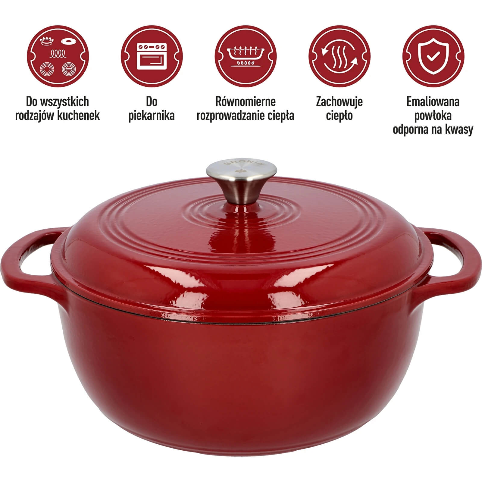 BROWIN Bordový 5,8 l - smaltovaný liatinový hrniec