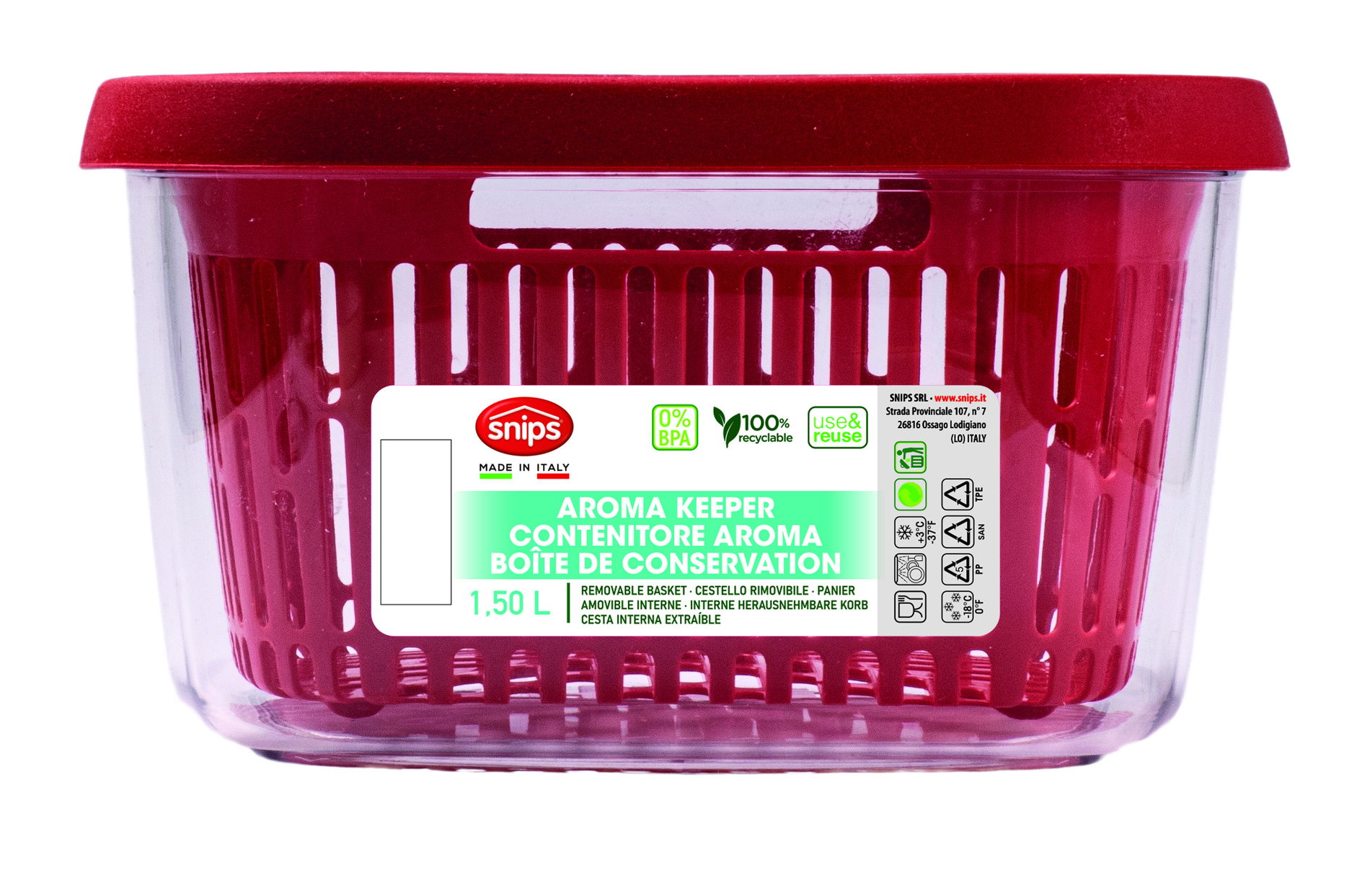 Kontejner na zeleninu a ovoce do lednice s odkapávačem SNIPS AROMA KEEPER 1,5 l