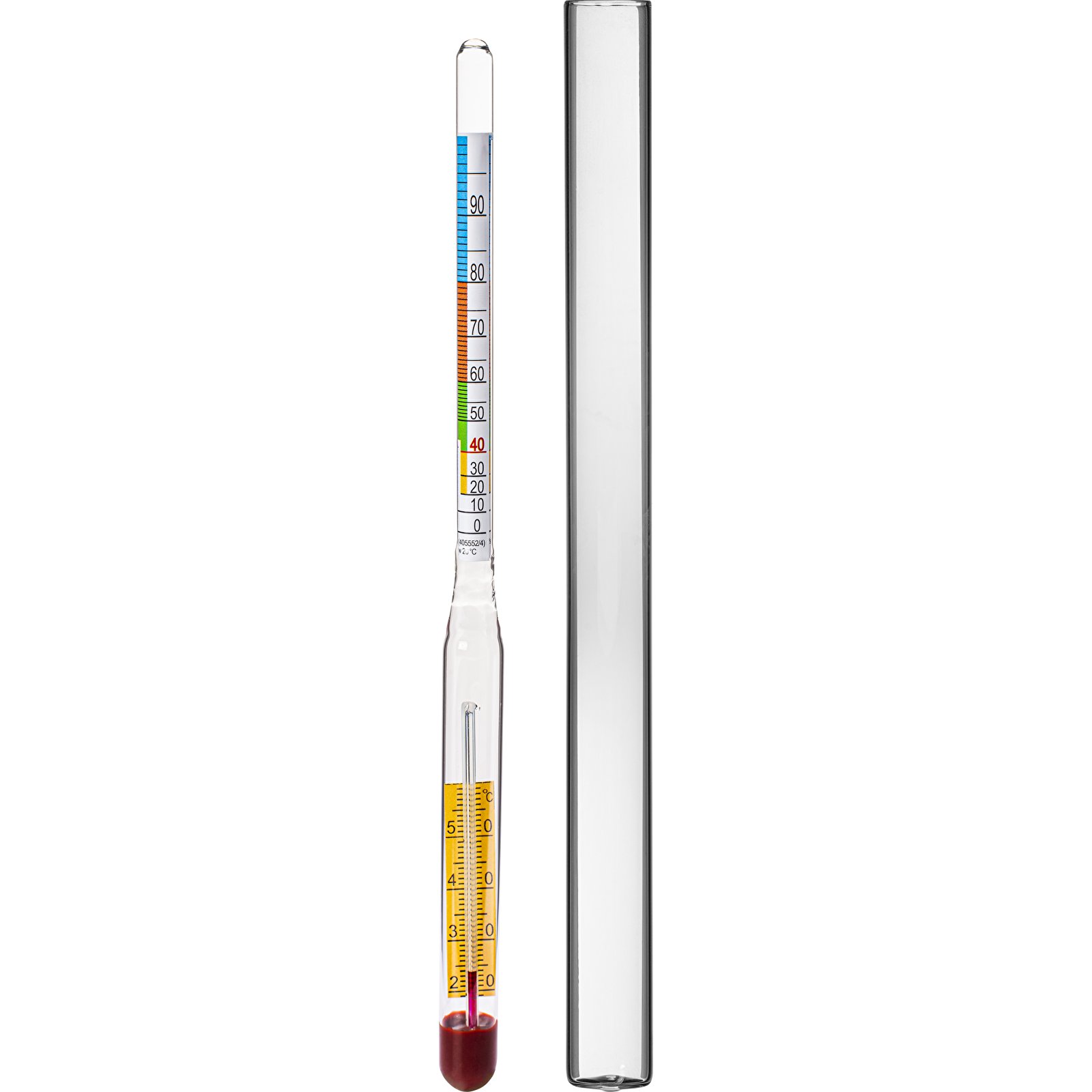 BROWIN Alcoholometer 24 cm - alkoholomierz do wódki z probówką i termometrem