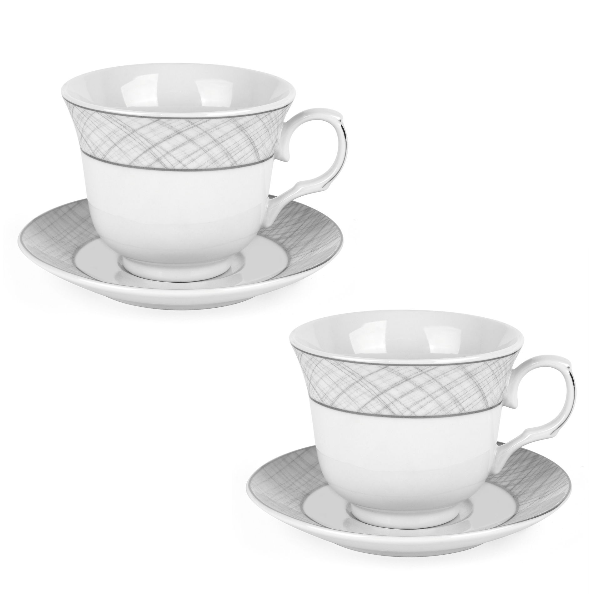 Porcelánové šálky na kávu a čaj s tanierikmi TADAR BELLA FEGURO TRATTO 250 ml 2 ks.