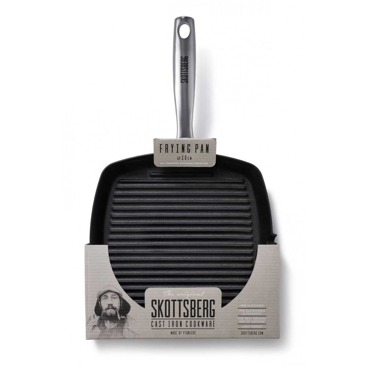 SKOTTSBERG Cast Iron 28 x 28 cm - nelepící železná grilovací / ohnišťová pánev