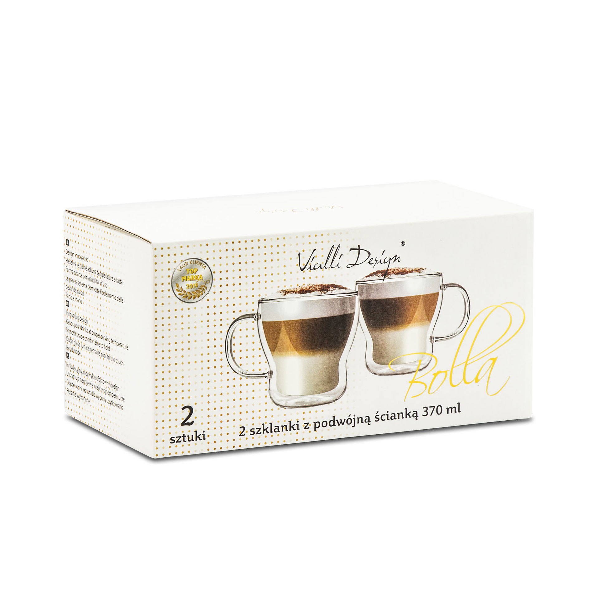 VIALLI DESIGN Bolla 370 ml 2 ks - dvoustěnná skleněná termo sklenice na kávu a čaj