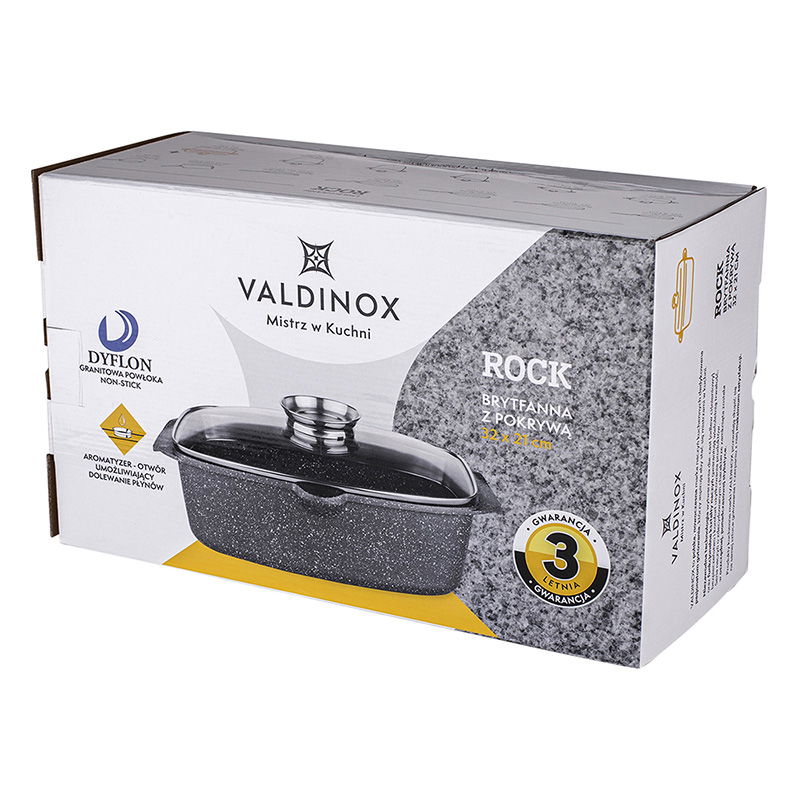 Hliníkový pekáč s pokličkou VALDINOX ROCK černý 5,7 l