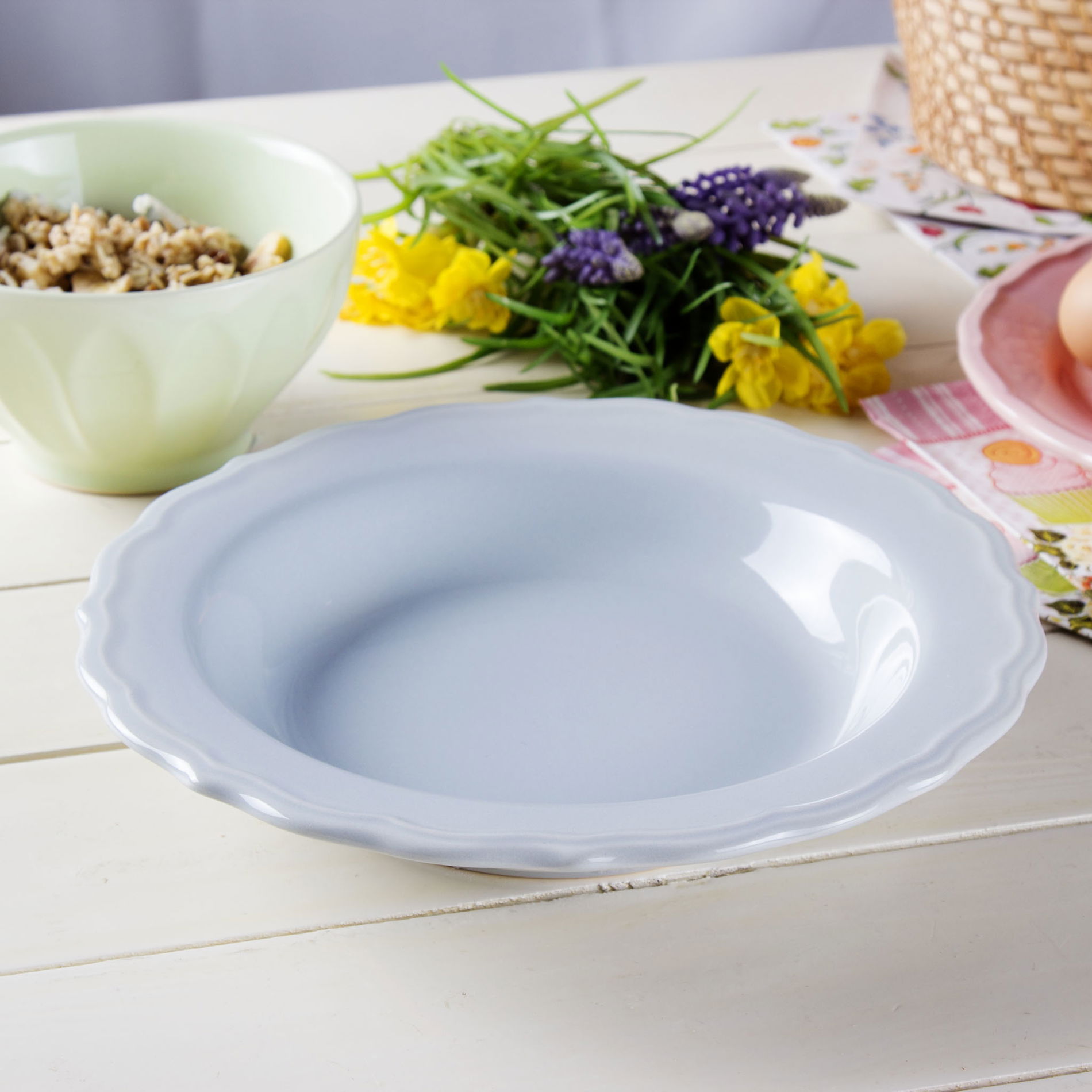 Keramický hluboký obědový talíř AFFEK DESIGN PASTELS šedý 23 cm