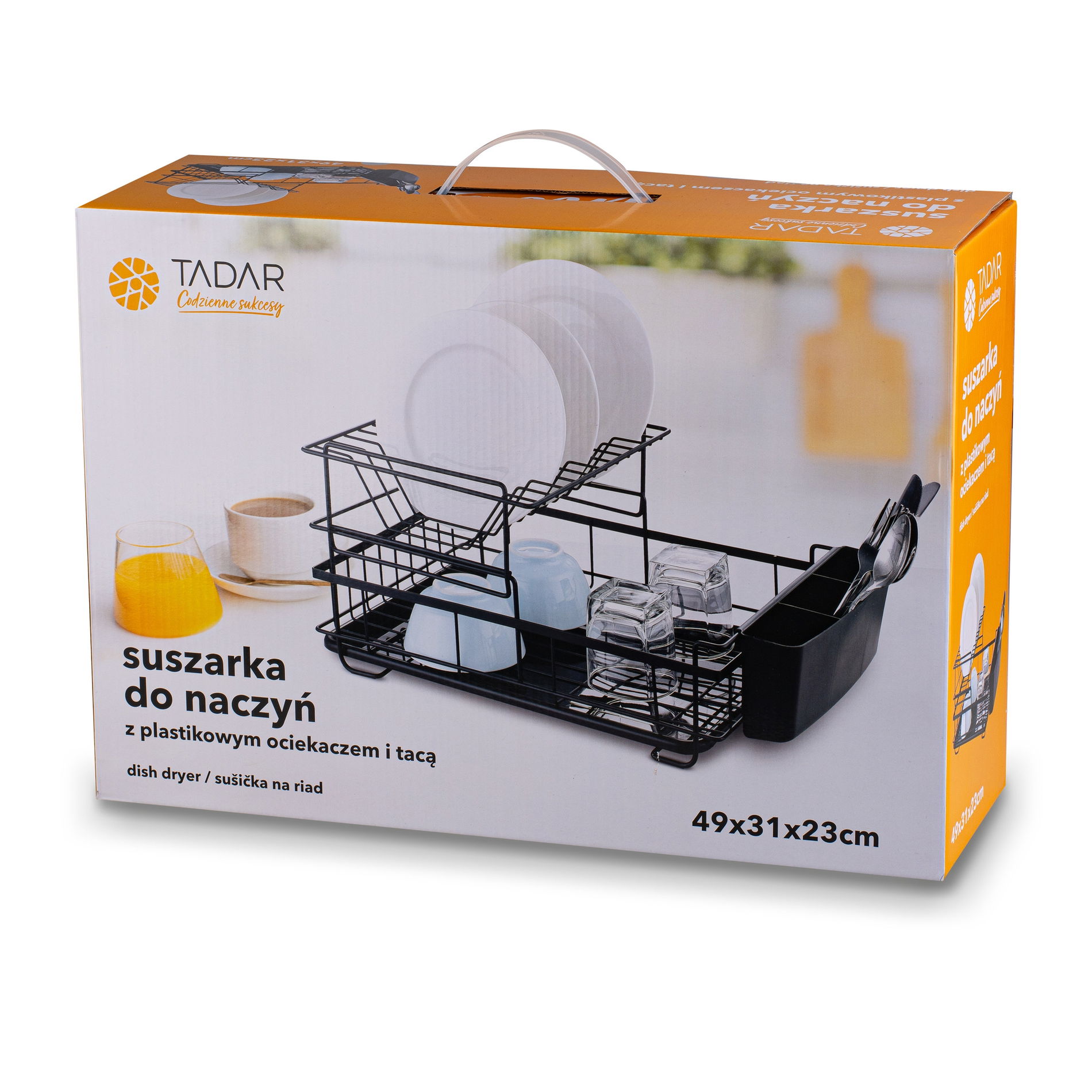 Suszarka do naczyń z pojemnikiem na sztućce metalowa TADAR 43 x 29,5 cm