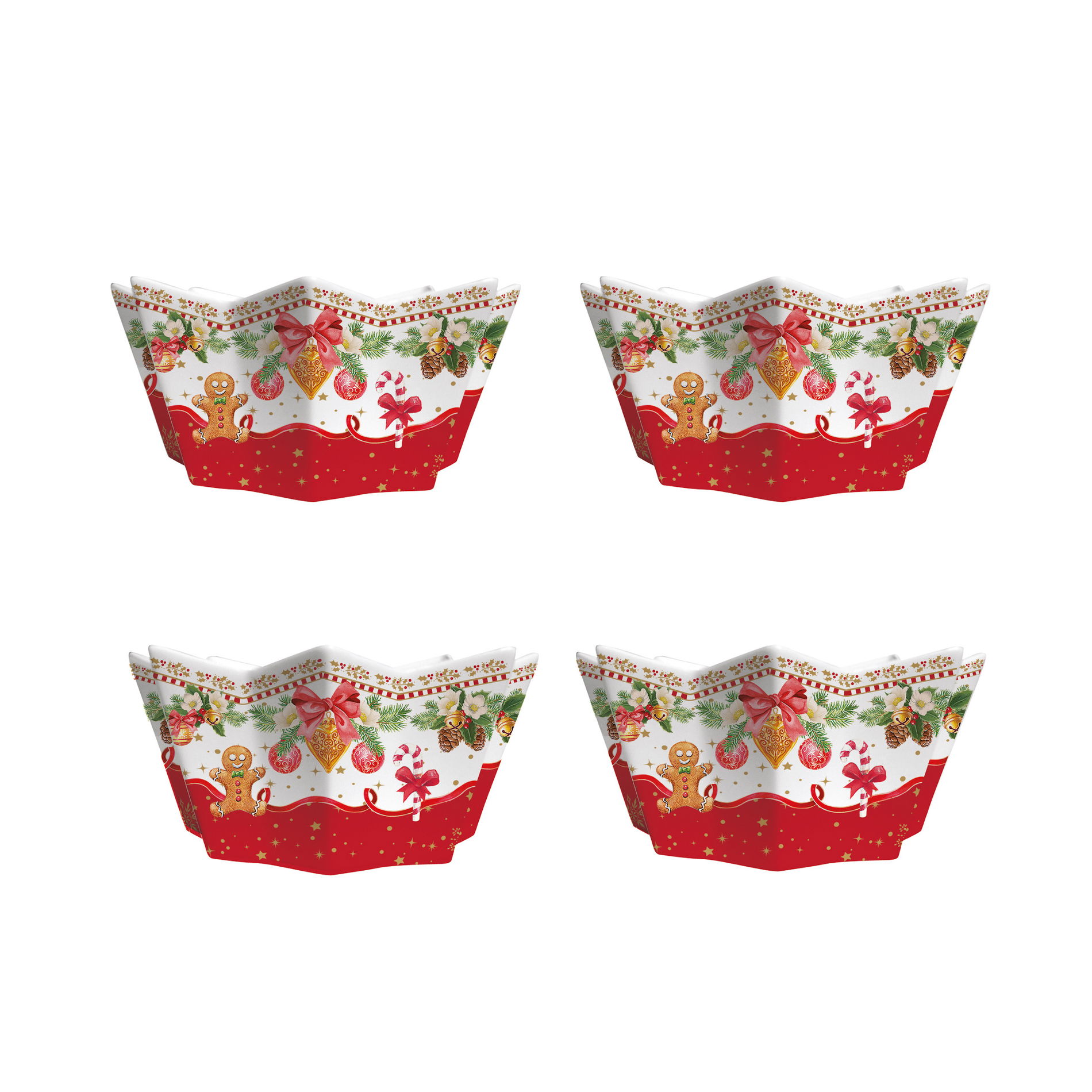 Porcelánové misky na dipy CHRISTMAS MEMORIES BÍLO-ČERVENÉ 4 ks