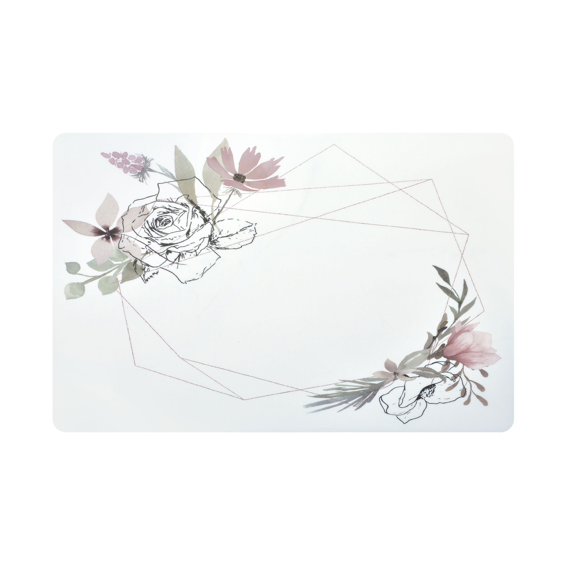 Polypropylenová podložka na stůl COOKINI BASIC KITCHEN GEOMETRIC FLOWERS 43,5 x 28,2 cm