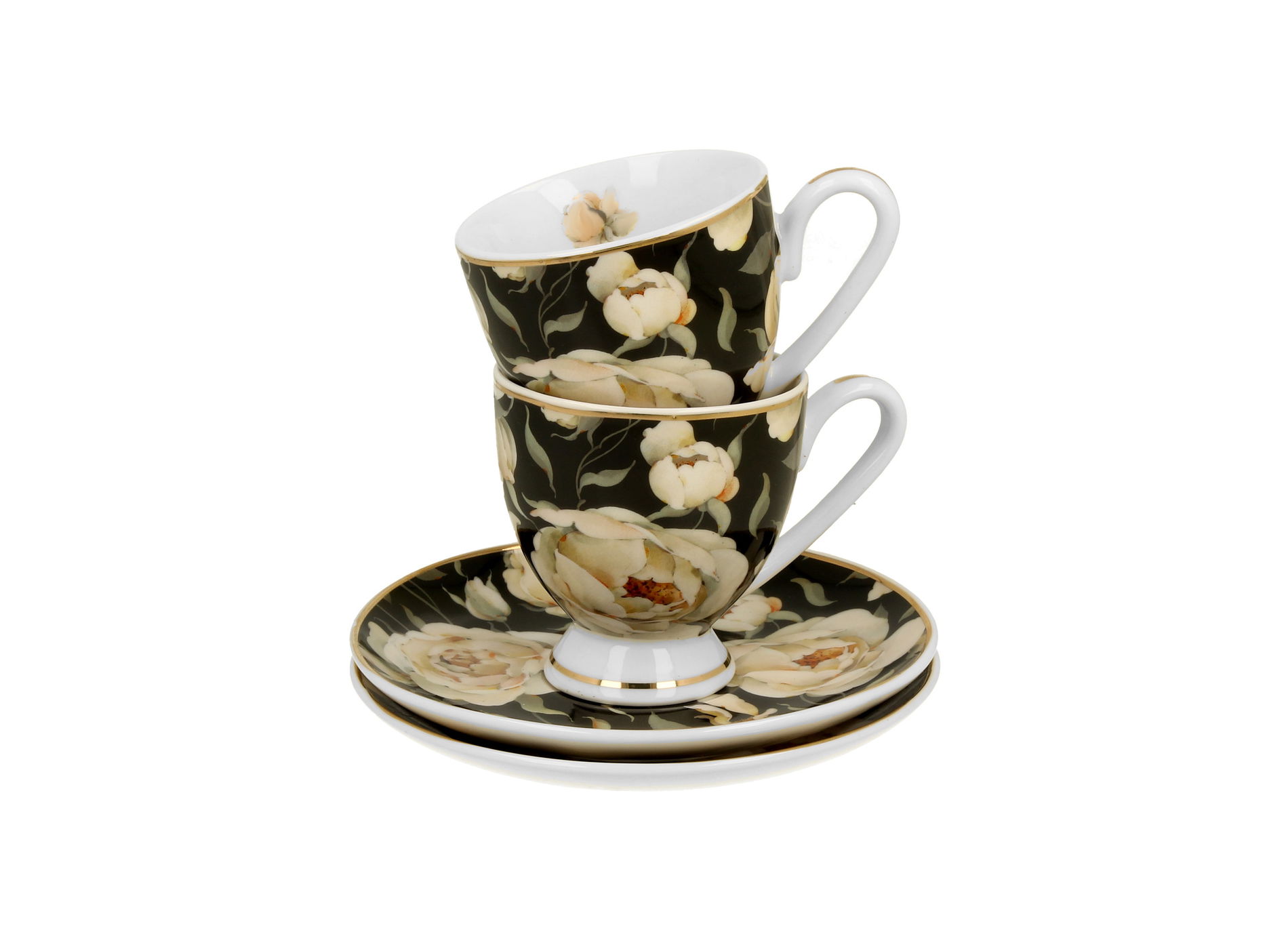 Porcelánové espresso šálky s tanierikmi DUO THE SECRET GARDEN ENGLISH ROSES 90 ml 2 ks.
