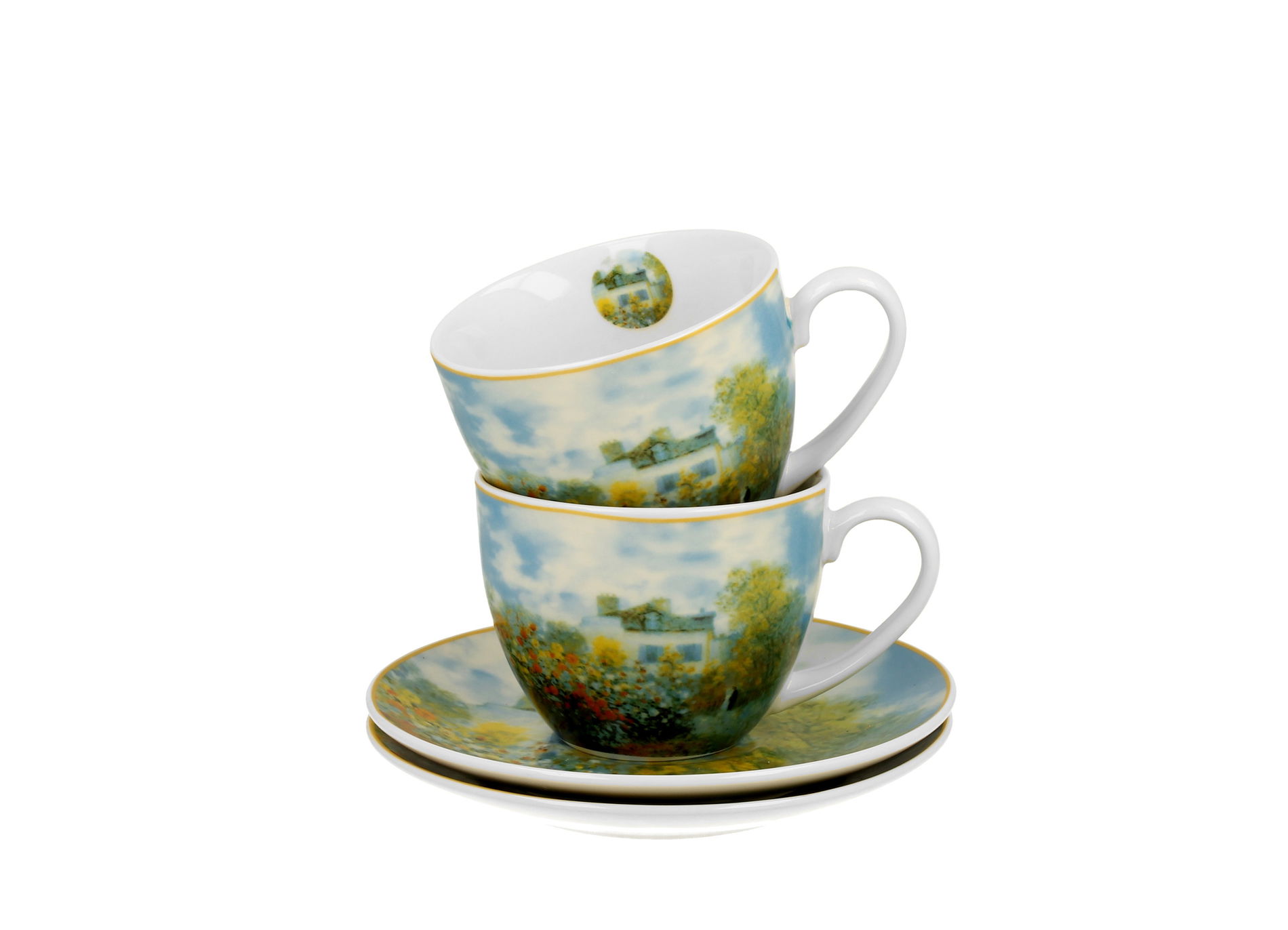 Porcelánové šálky s tanierikmi DUO ART GALLERY THE GARDEN AT ARGENTEUIL BY C. MONET 270 ml 2 ks