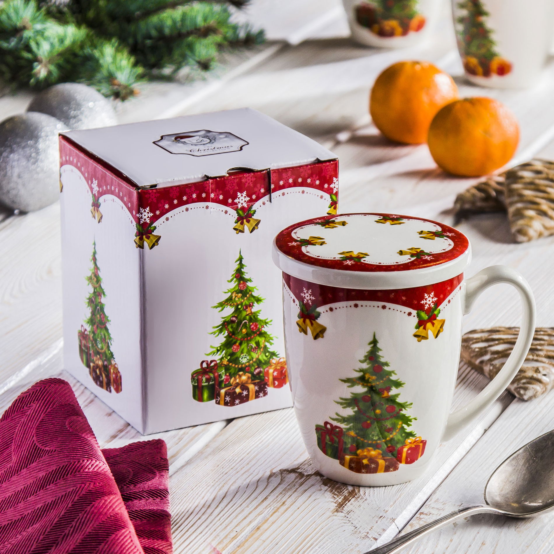 Porcelánový hrnek se sítkem a s víčkem DUO 380 ml