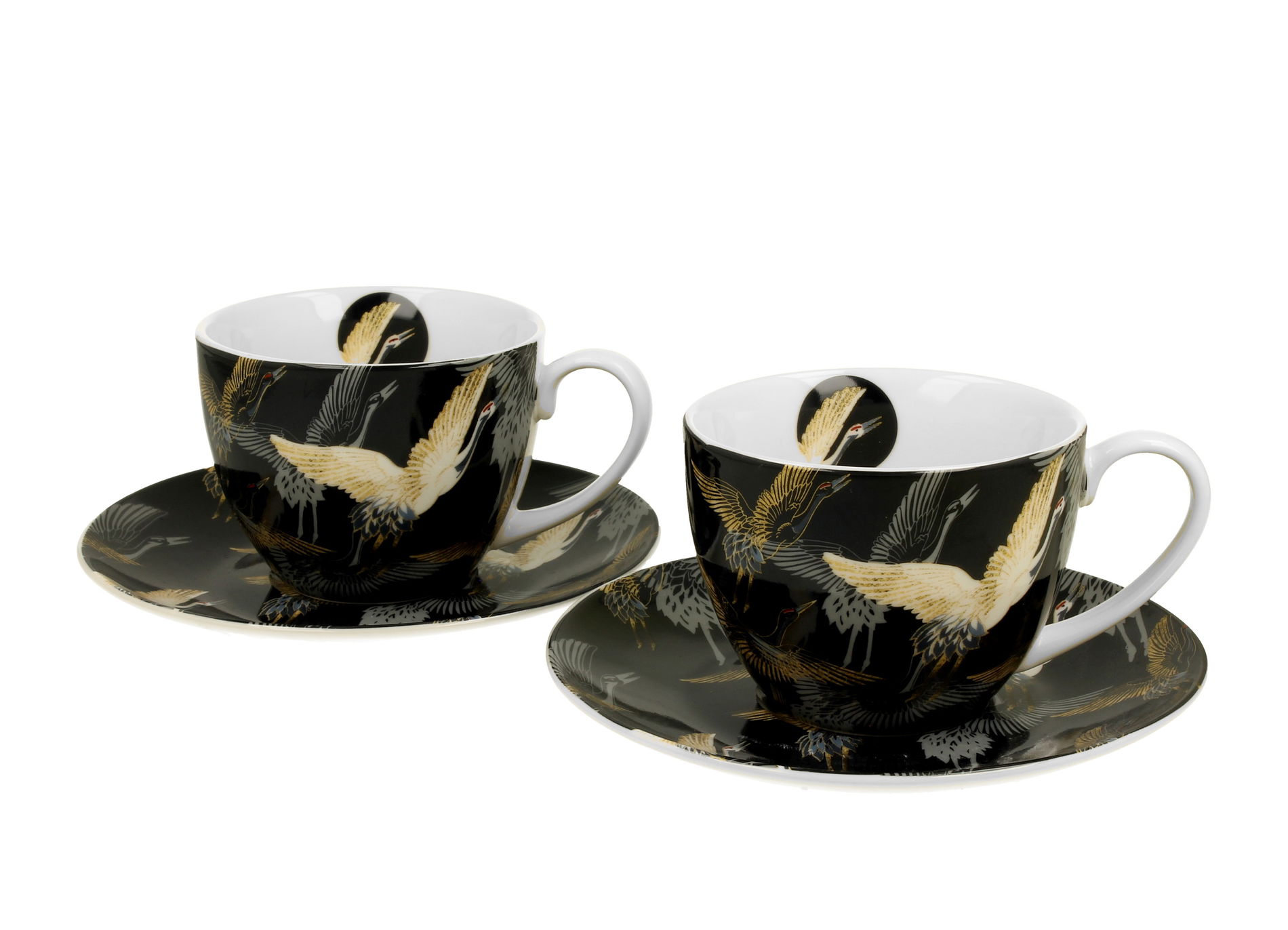 Porcelánové šálky na kávu a čaj s podšálkami DUO ART GALLERY ŽERUCHY V NOCI 280 ml 2 ks.