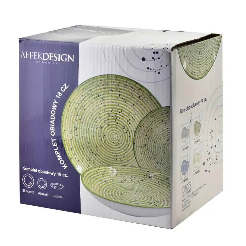 Porcelánová obedová súprava AFFEK DESIGN STRIPES GREY pre 6 osôb (18 dielov)