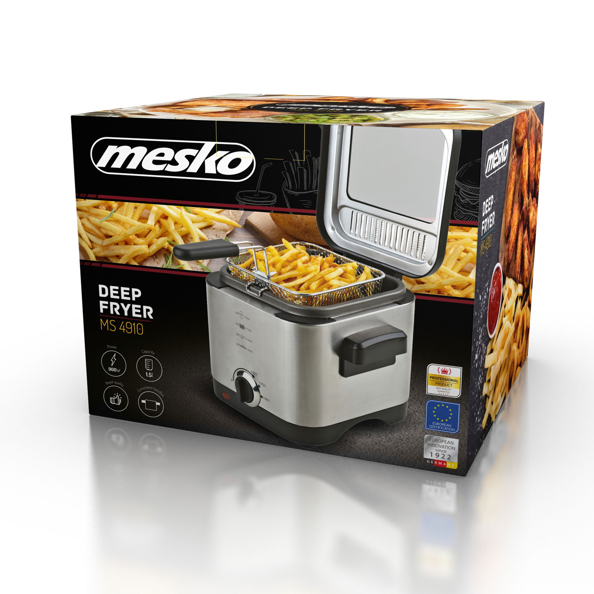 MESKO Alicia 900 W stříbrná - kovová fritéza