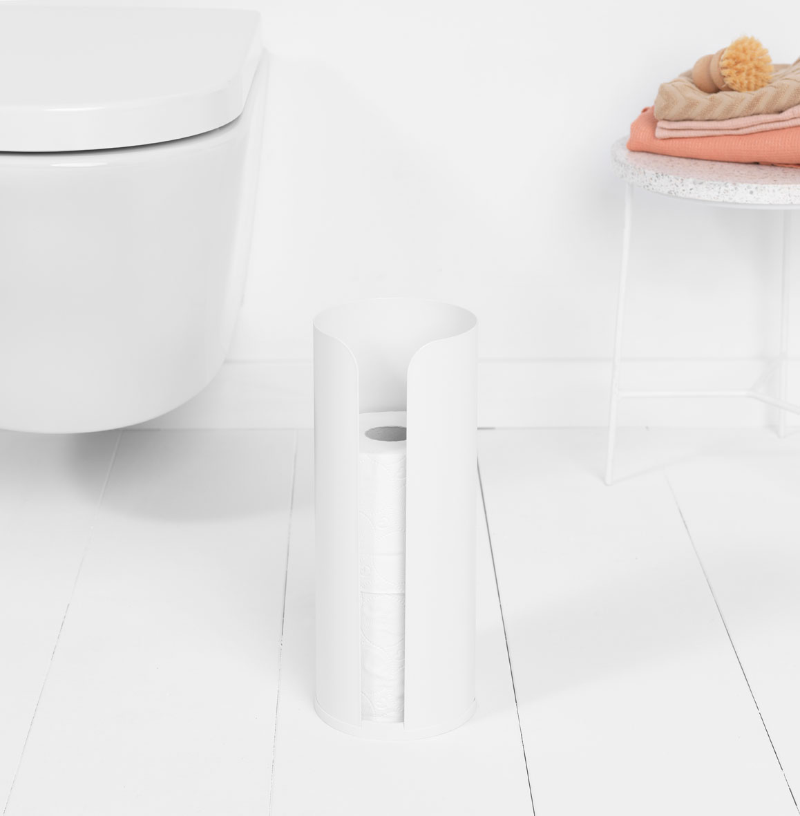 BRABANTIA ReNew biely - stojan na toaletný papier z nehrdzavejúcej ocele