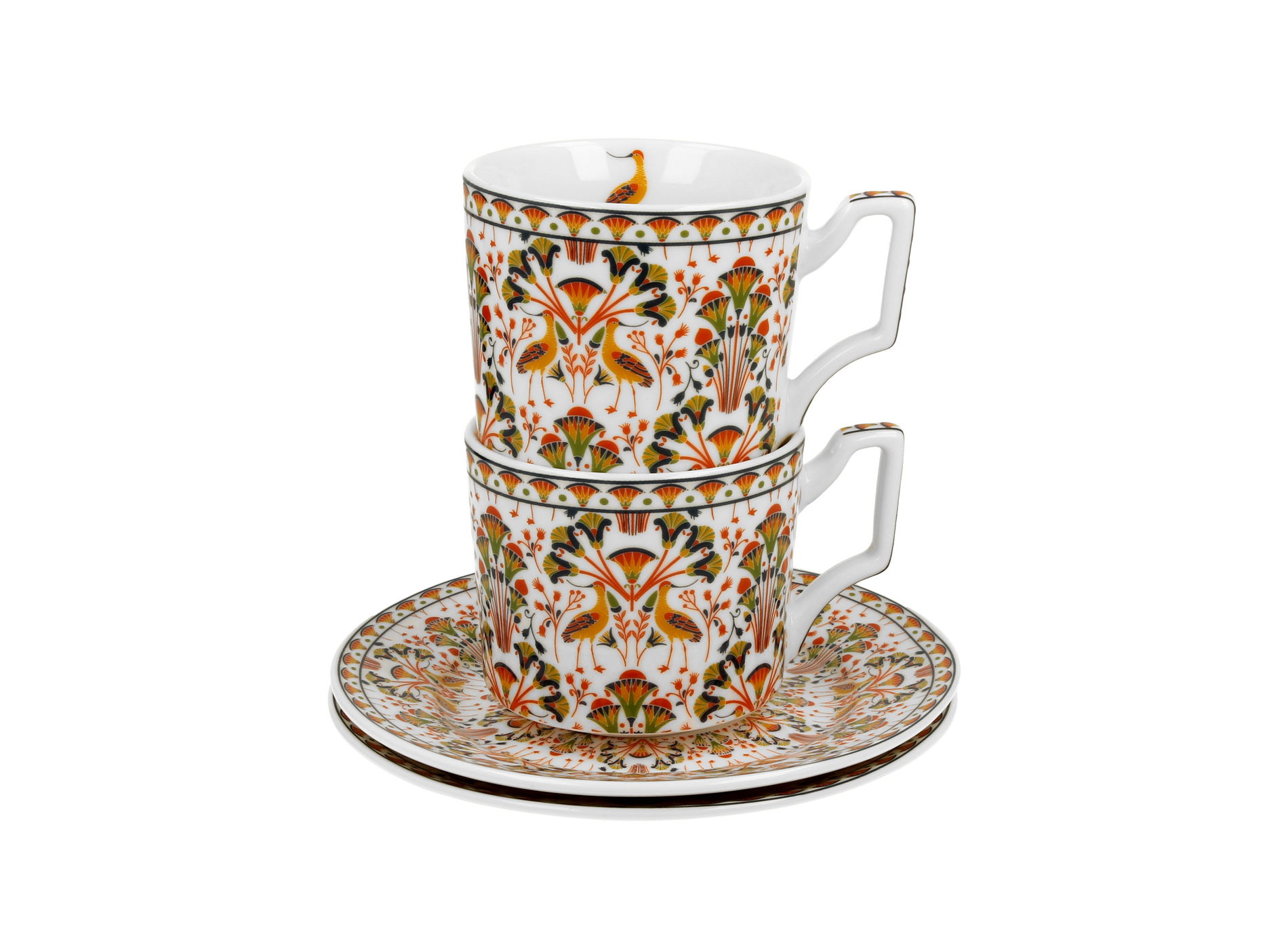 Porcelánové espresso šálky DUO GEOMETRIC HERON 120 ml 2 ks.