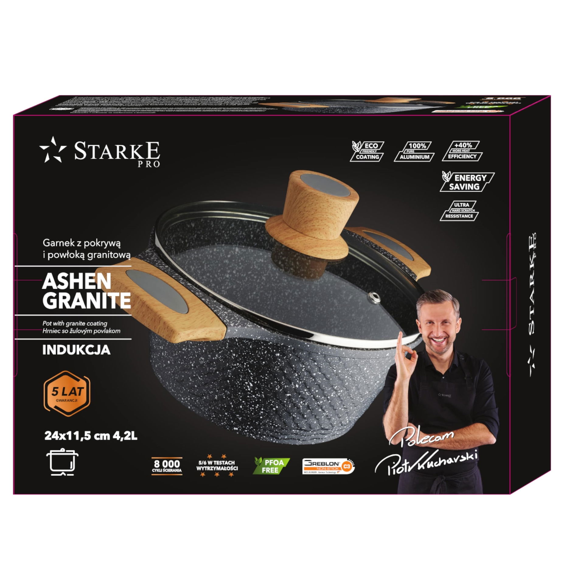 Hliníkový hrniec so vekom STARKE PRO ASHEN GRANITE 4,2 l