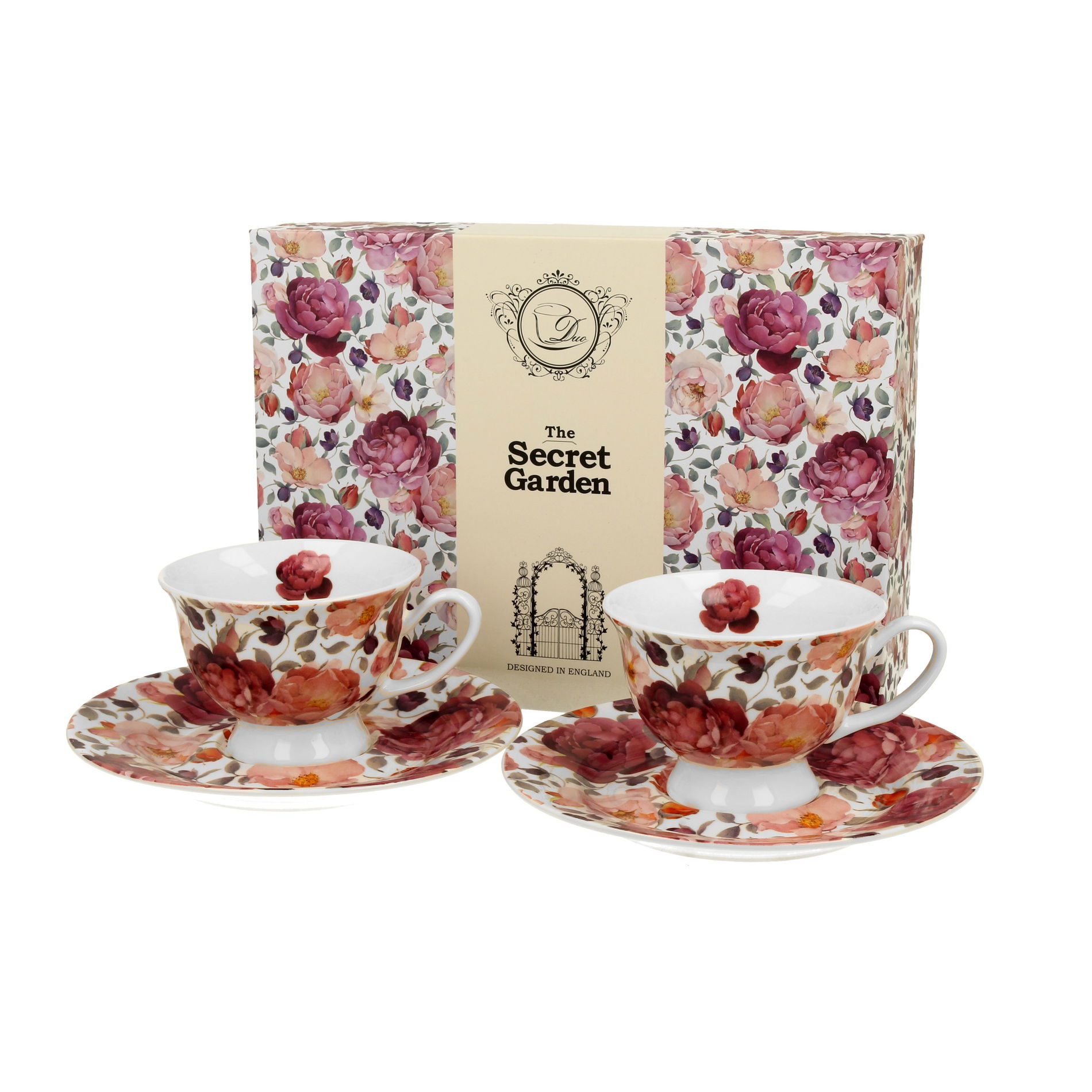 Porcelánové espresso šálky s tanierikmi DUO FLORAL EXCLUSIVE SPRING ROSES 100 ml 2 ks.