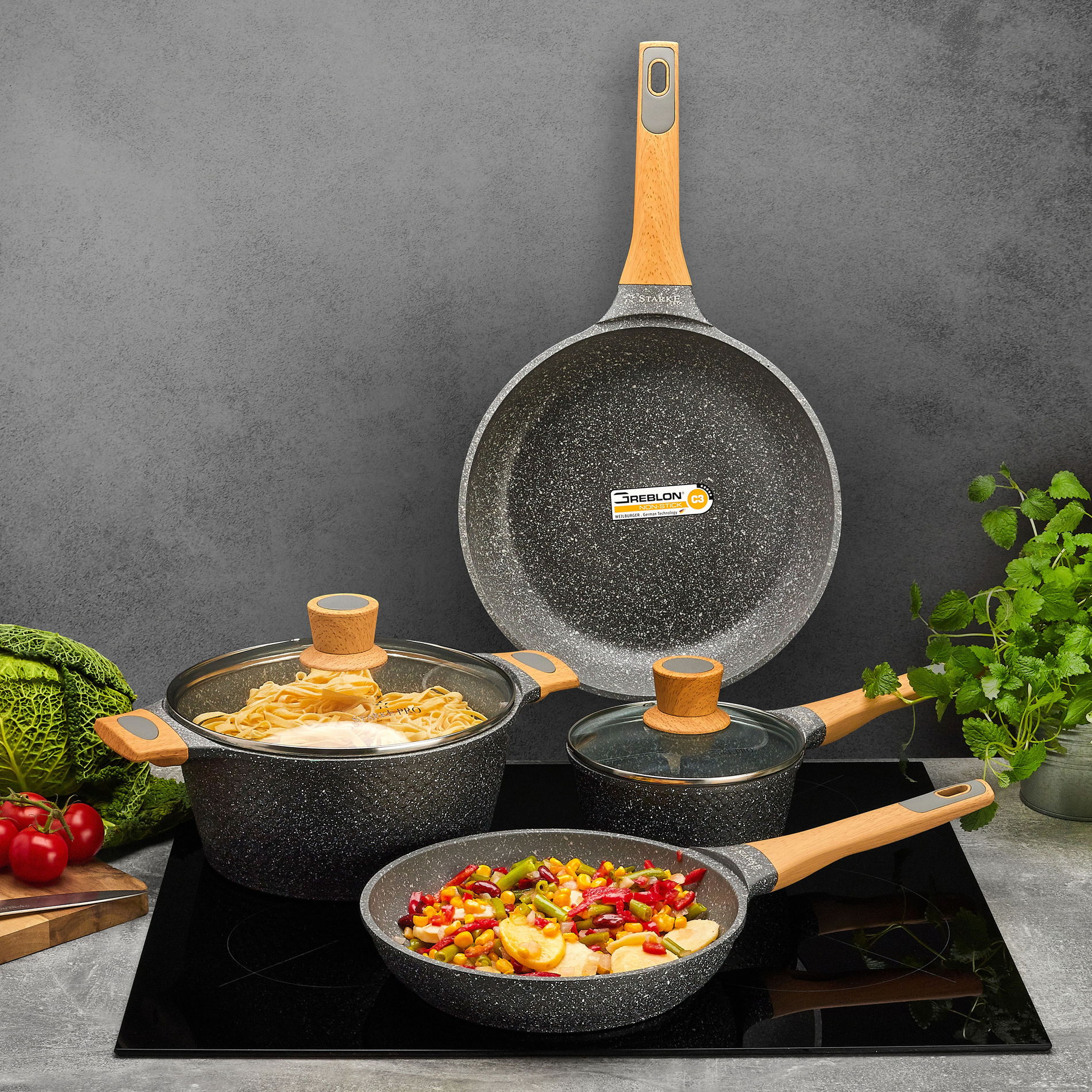 Nepřilnavá pánev STARKE PRO ASHEN GRANITE 20 cm