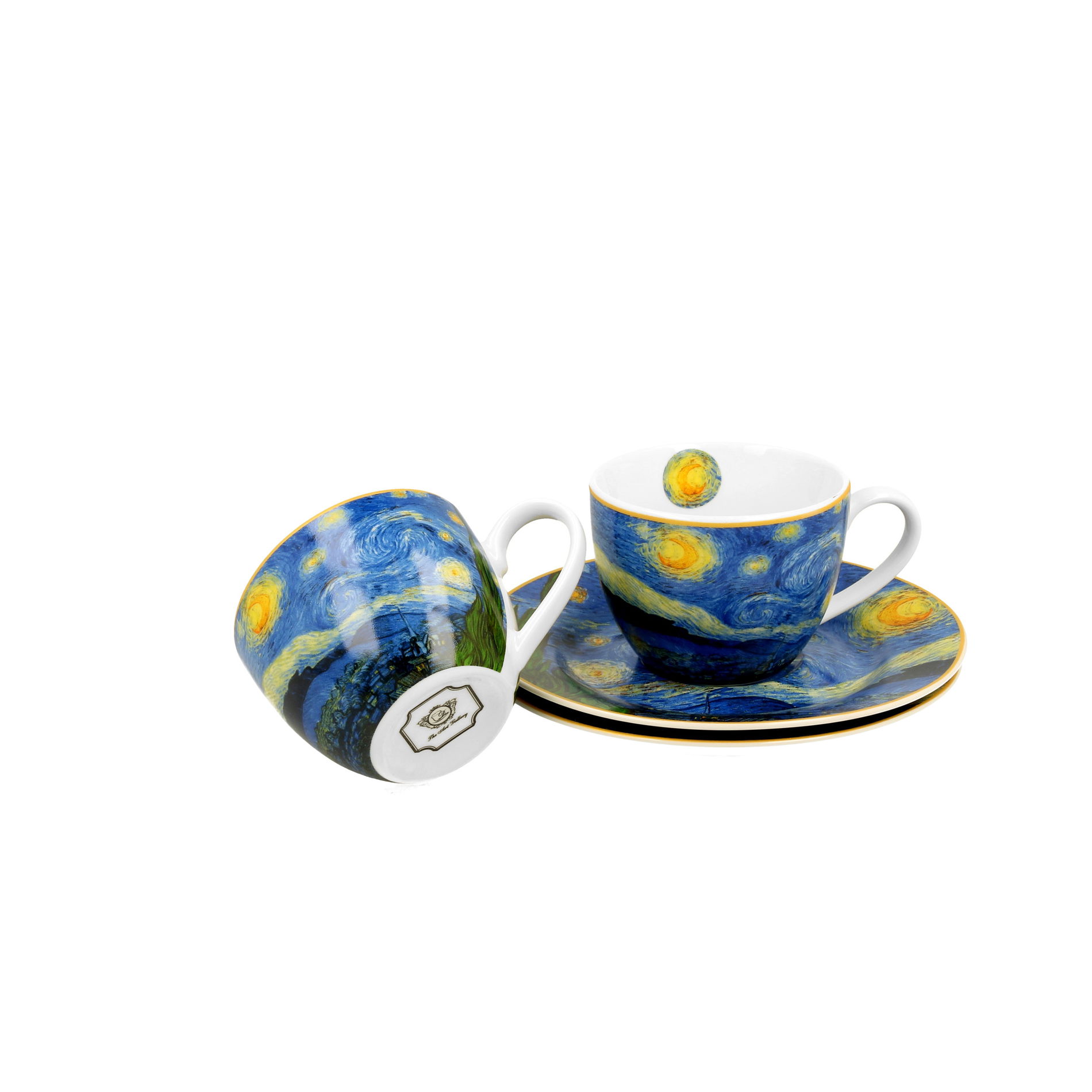 Porcelánové šálky na espresso s tanierikmi DUO ART GALLERY HVIEZDNA NOC OD V. VAN GOGH 110 ml 2 ks.