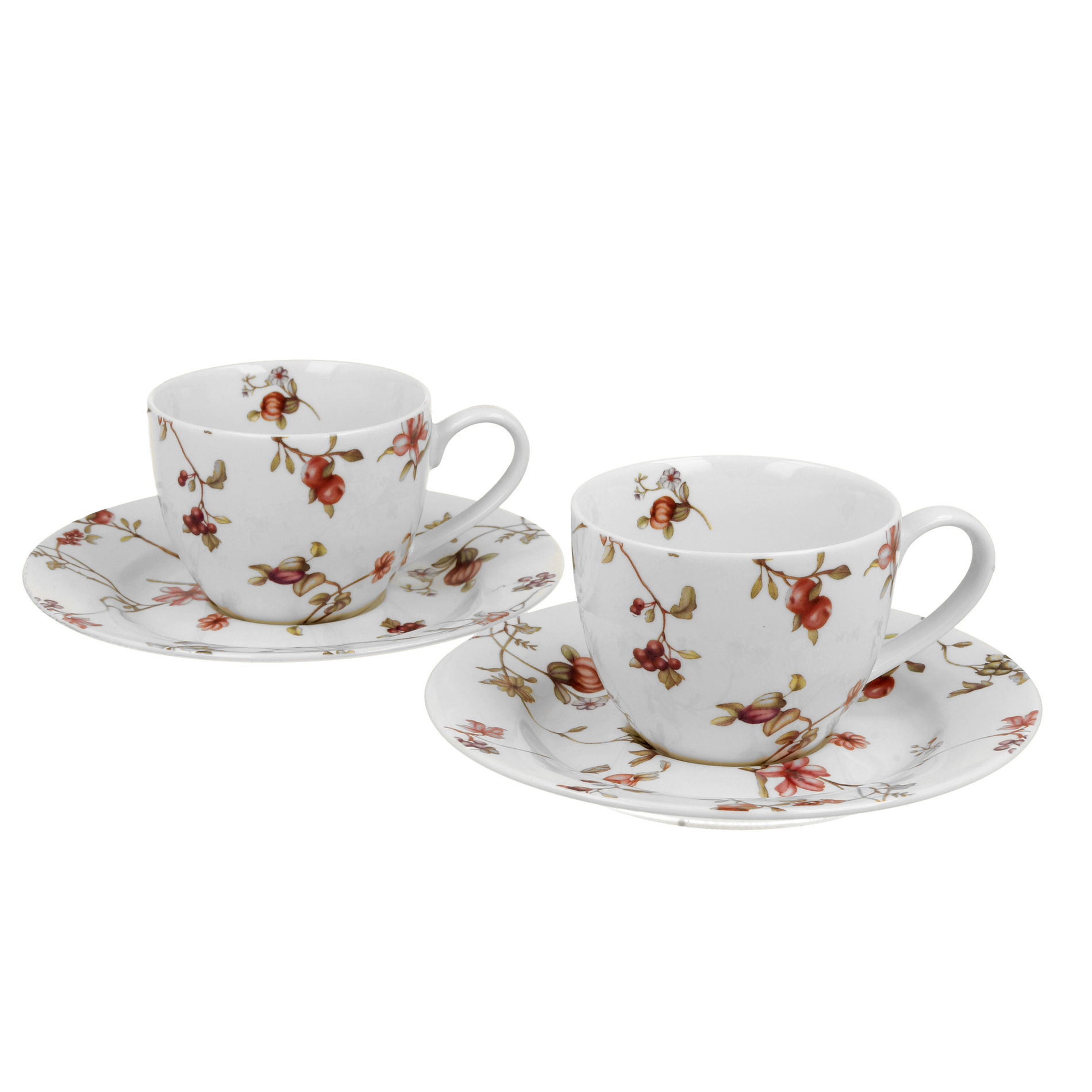 Porcelánové šálky na kávu a čaj s tanierikmi DUO ROMANTIC SAFA BIELA 110 ml 2 ks.
