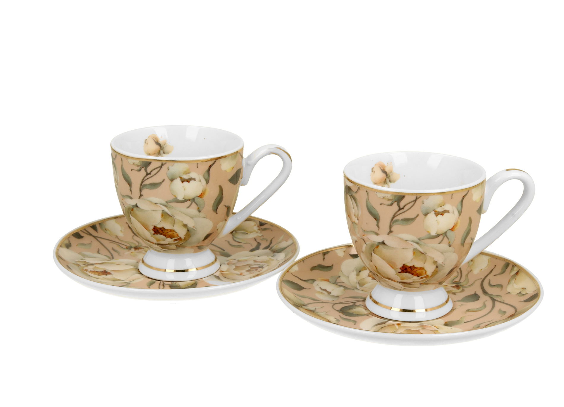 Porcelánové šálky na espresso s podšálky DUO THE SECRET GARDEN ENGLISH ROSES 90 ml 2 ks.