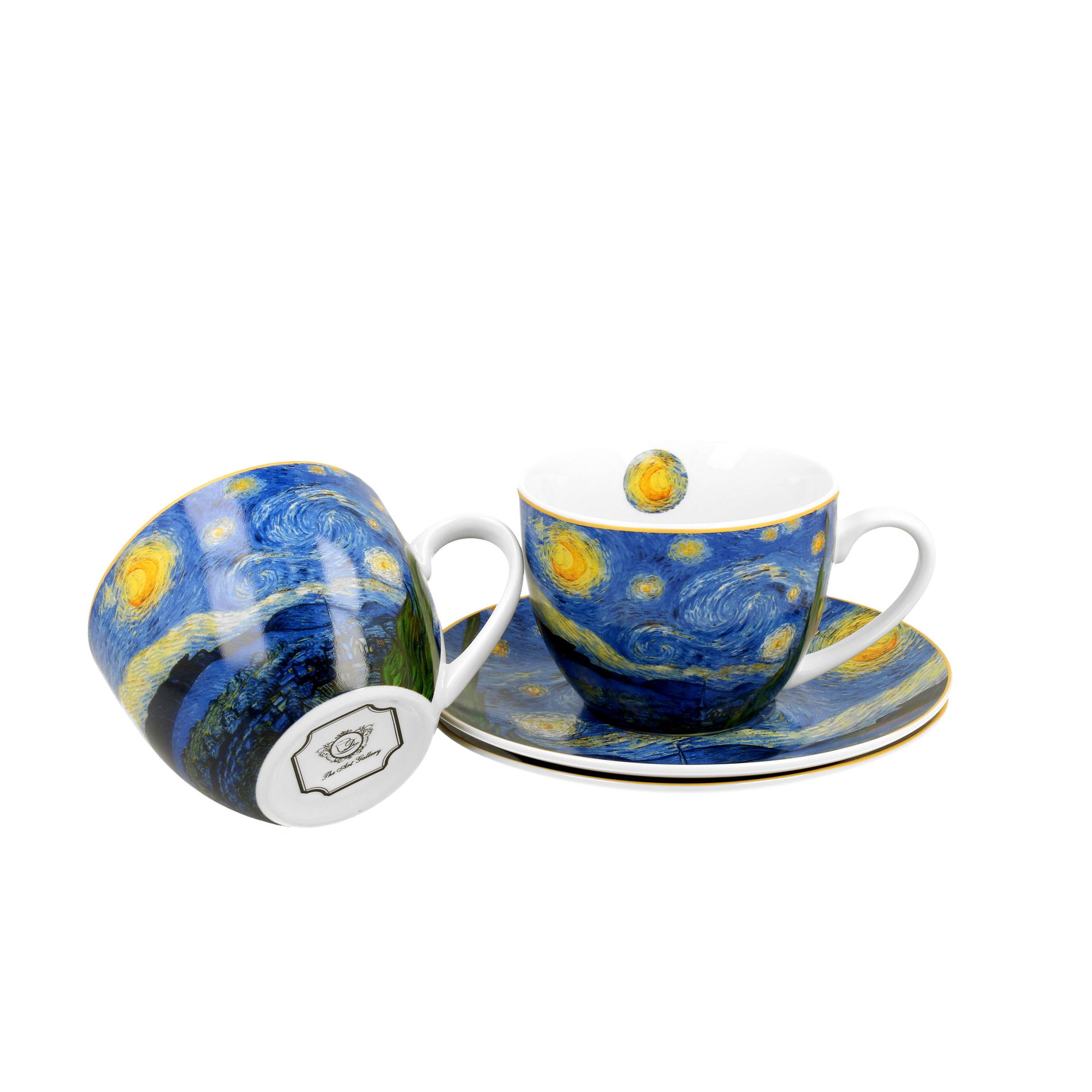 Porcelánové šálky na kávu a čaj s tanierikmi DUO ART GALLERY STARRY NIGHT BY V. VAN GOGH 280 ml 2 ks.