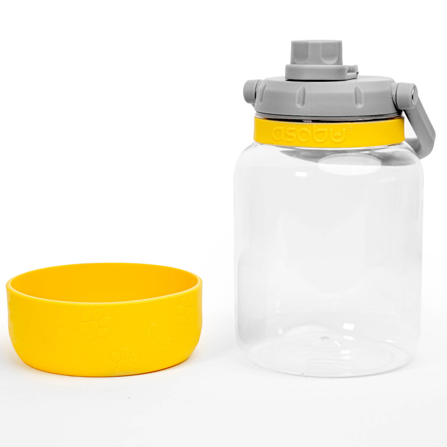 ASOBU Barkley Mustard 1,48 l - tritanová láhev na vodu s miskou pro psa