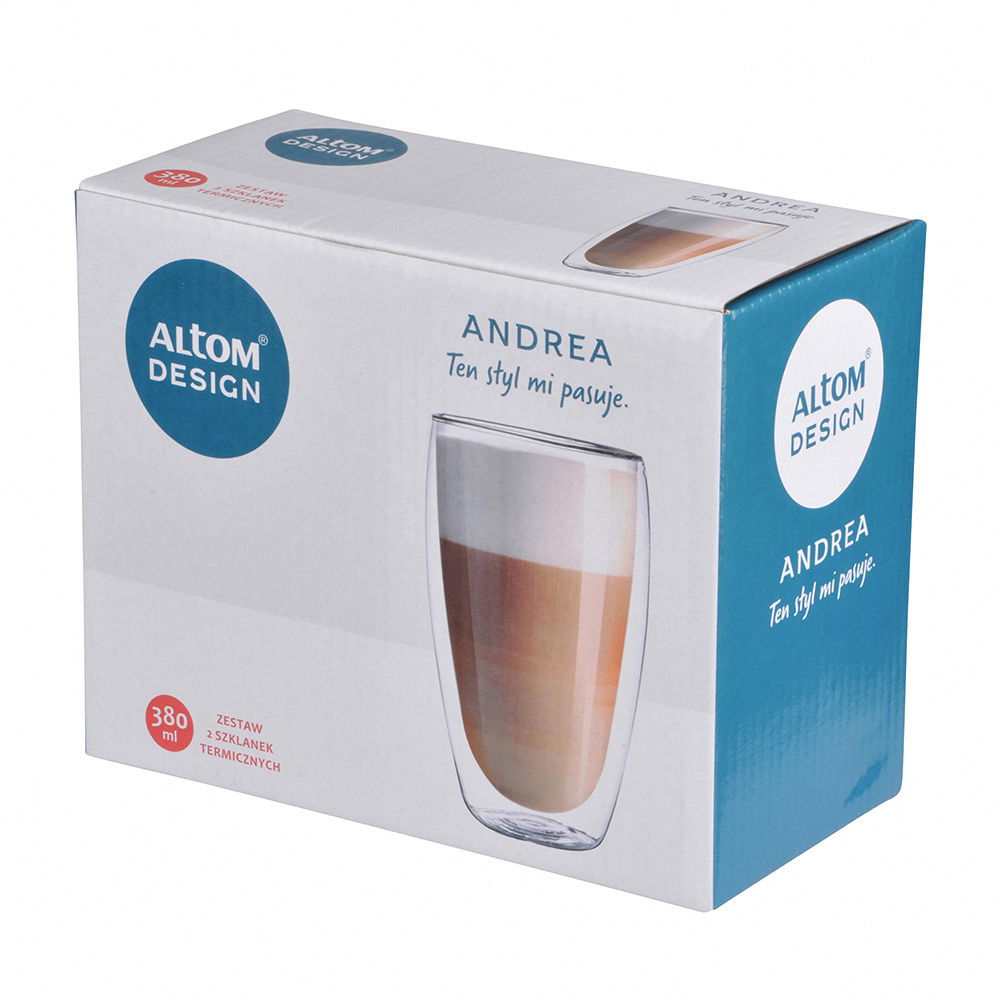 Termoskové na kávu a čaj s dvojitými sklenenými stenami ANDREA 380 ml 2 ks