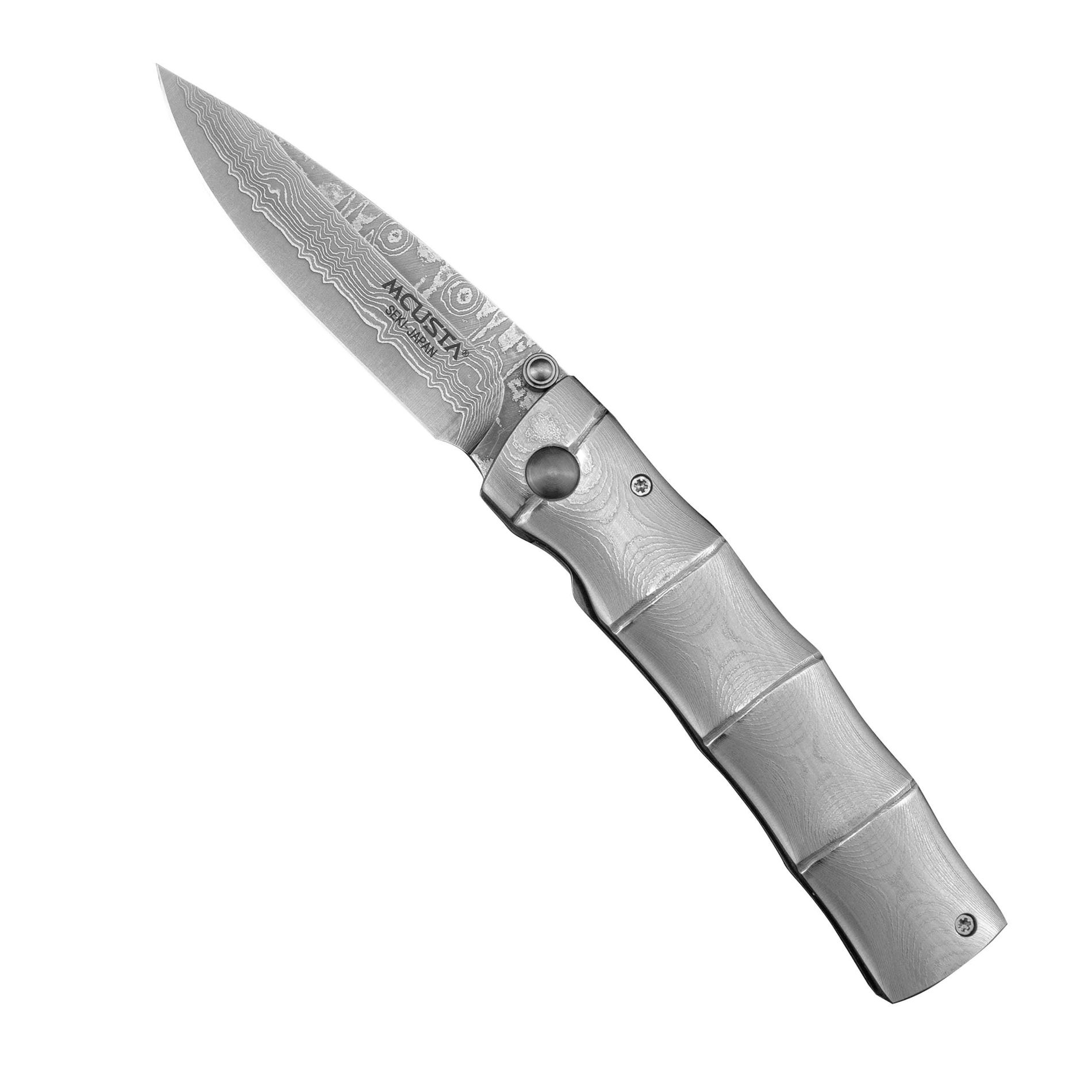 MCUSTA Shinra Take Damascus 6,5 cm - japoński nóż survivalowy składany ze stali damasceńskiej