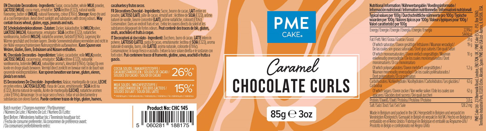 PME Wiórki czekoladowe o smaku karmelowym 85 g