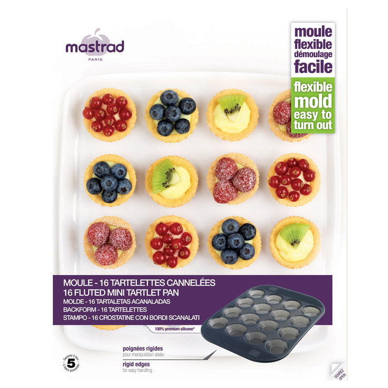 MASTRAD Mini Tartaletky šedá - silikónová forma na 16 tartaletiek / mini-tart